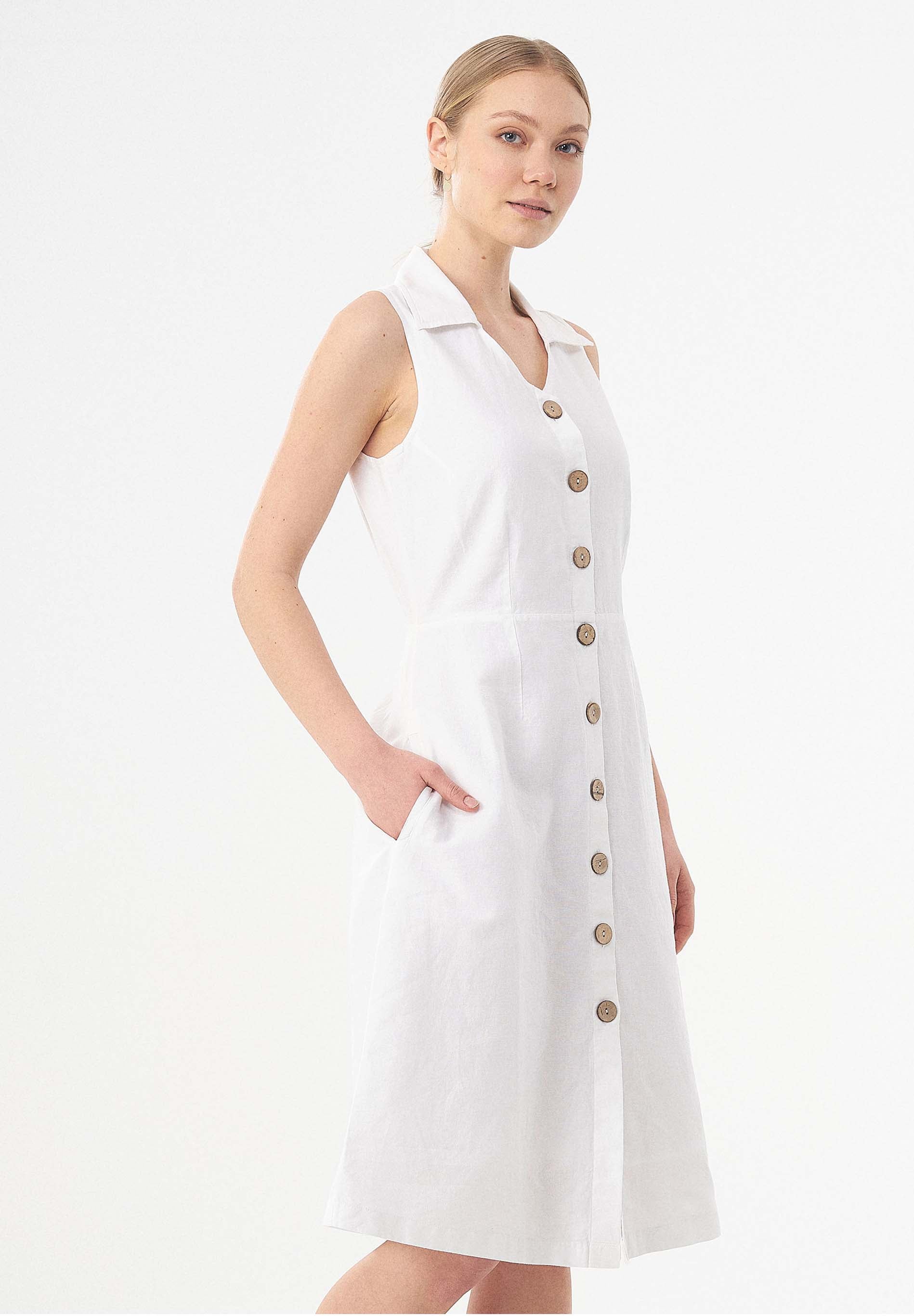 Hemdkleid aus Leinen und Bio-Baumwolle