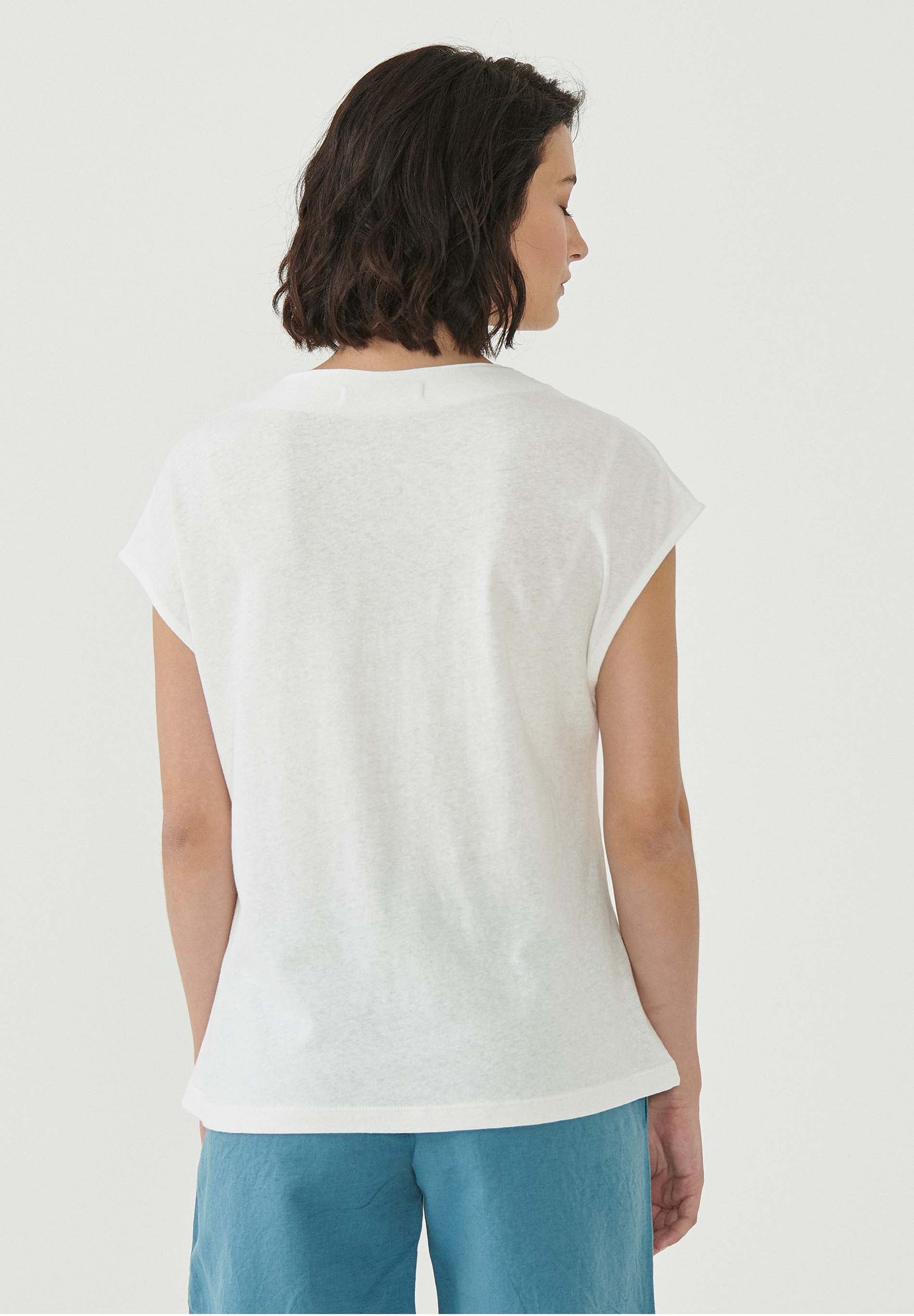 T-Shirt aus Leinengemisch mit Stickerei