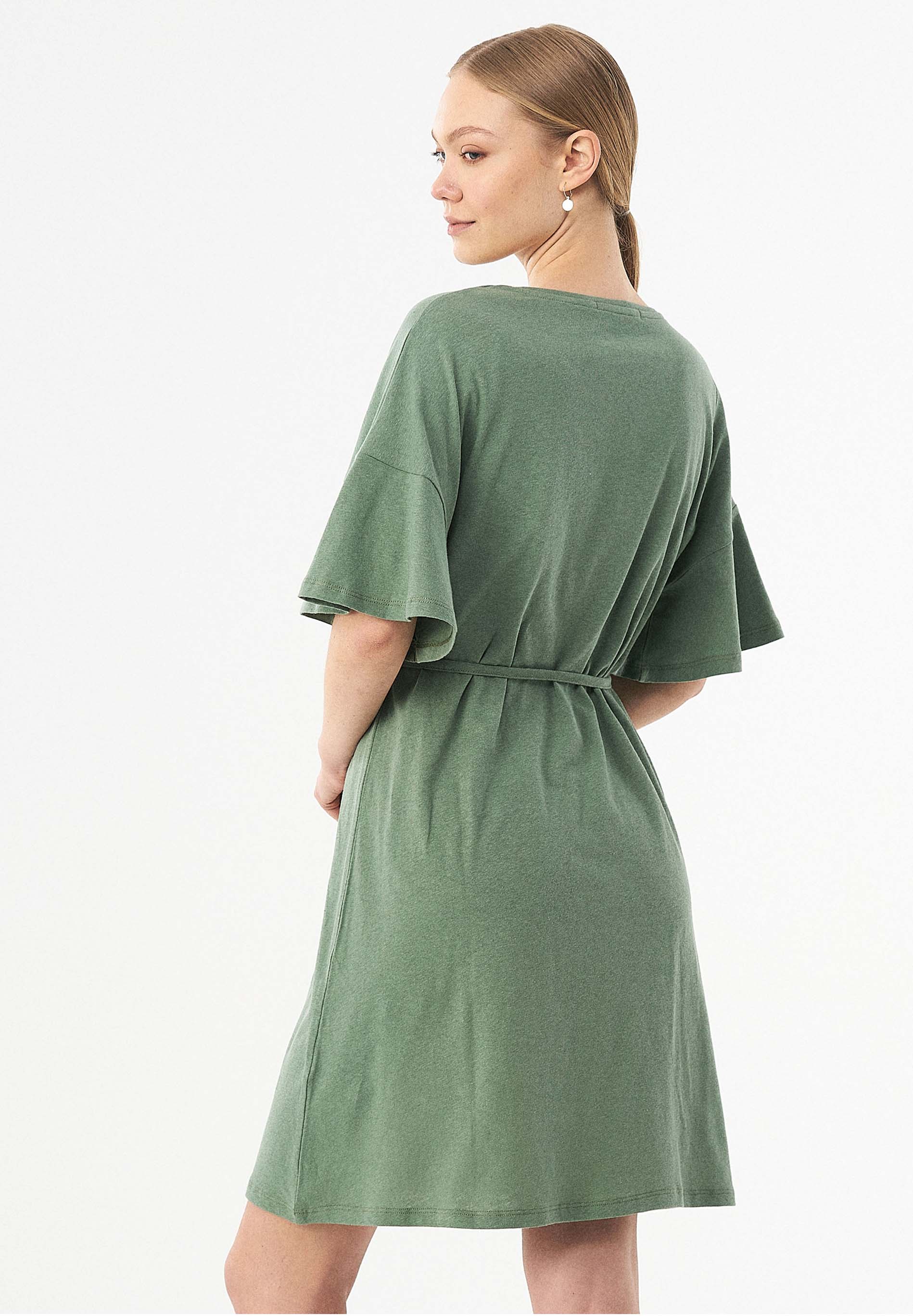 Jerseykleid aus Bio-Baumwolle und Leinen