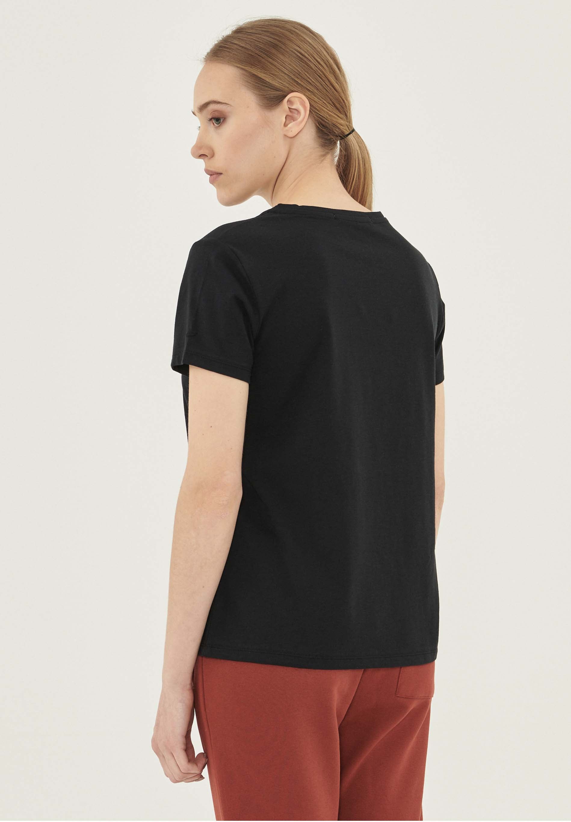 T-Shirt aus Bio-Baumwolle mit Katzen-Stickerei