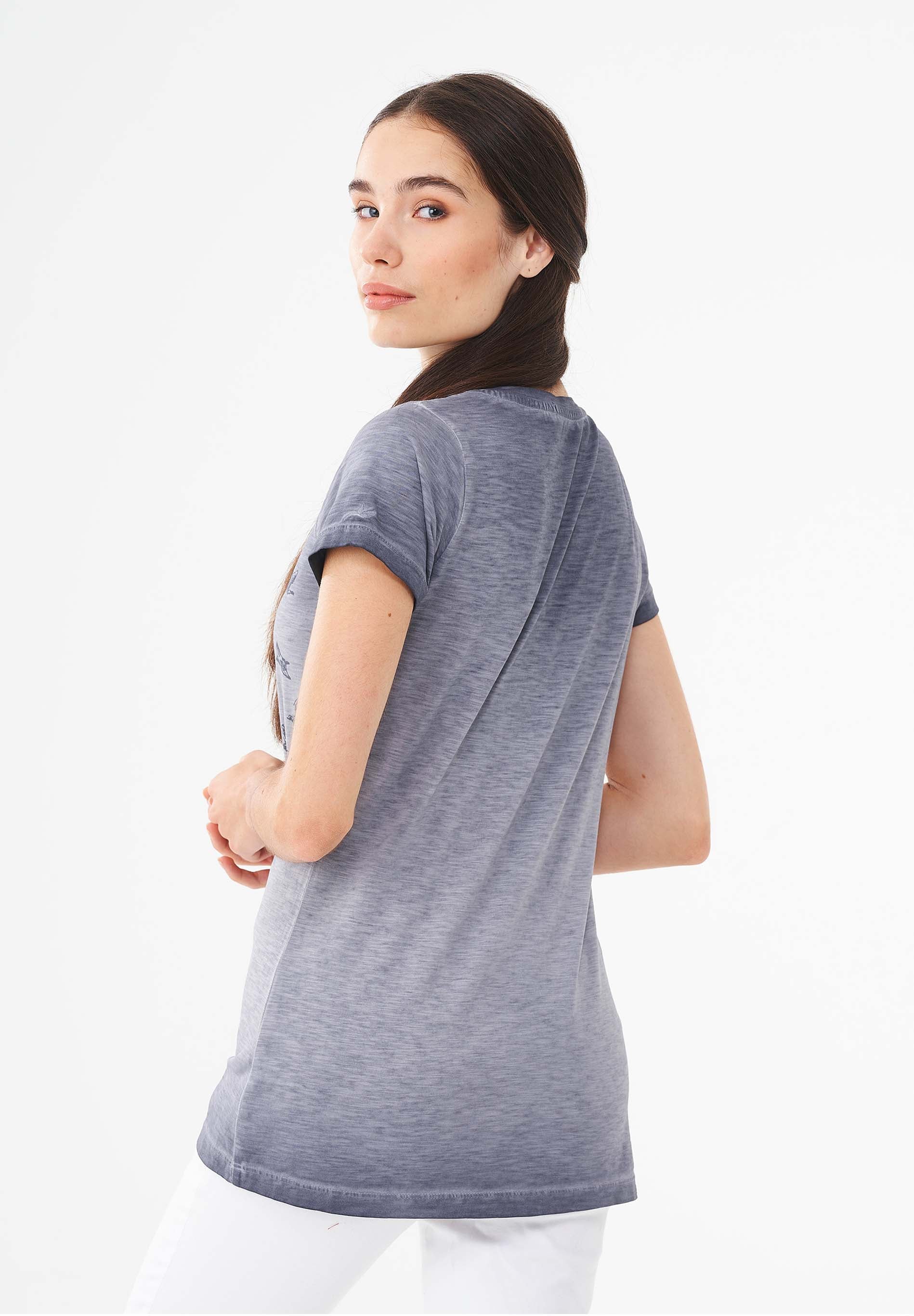 Garment Dyed T-Shirt aus Bio-Baumwolle mit Vögel-Print