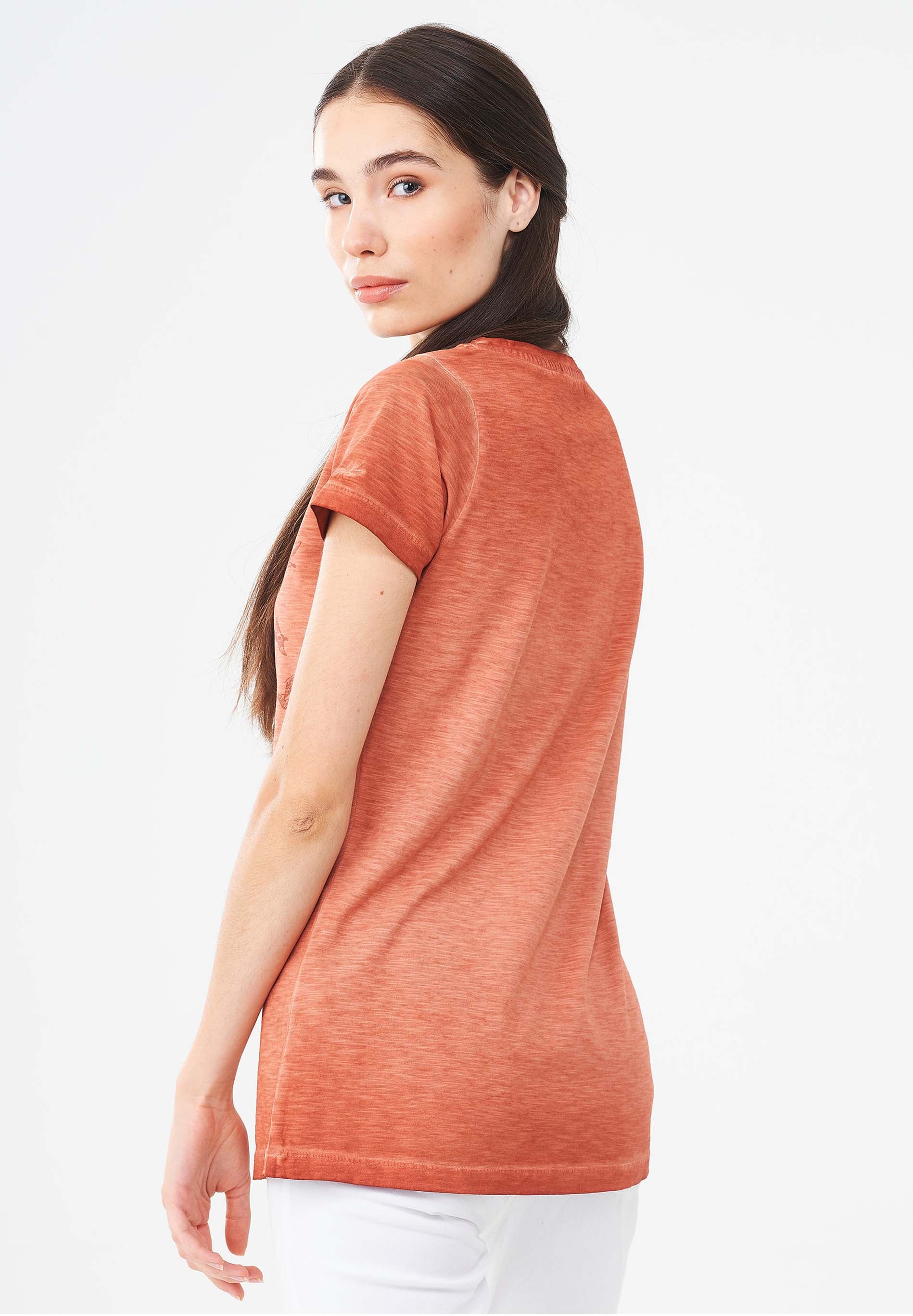 Garment Dyed T-Shirt aus Bio-Baumwolle mit Vögel-Print