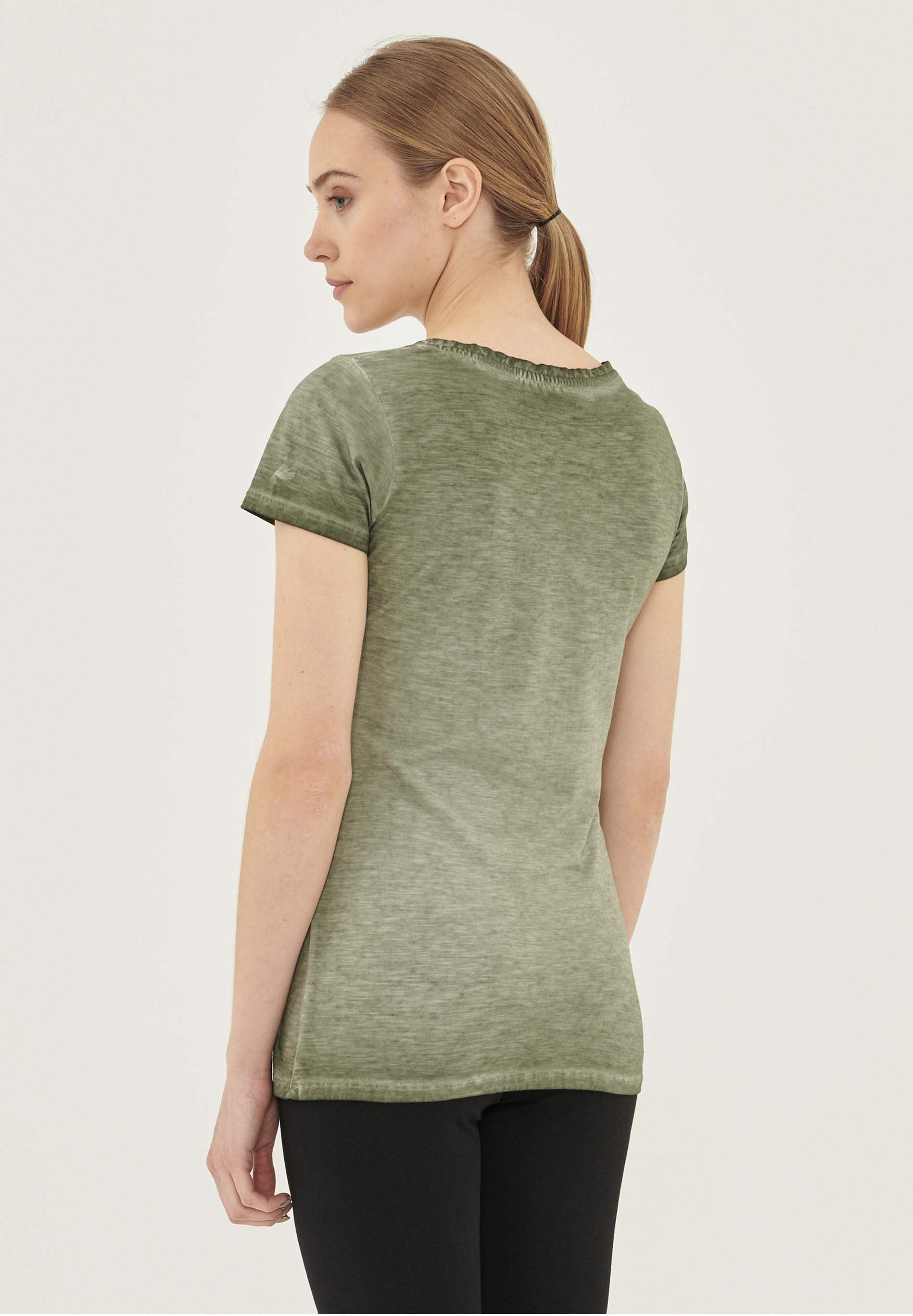 Garment Dyed T-Shirt aus Bio-Baumwolle mit Vögel-Print