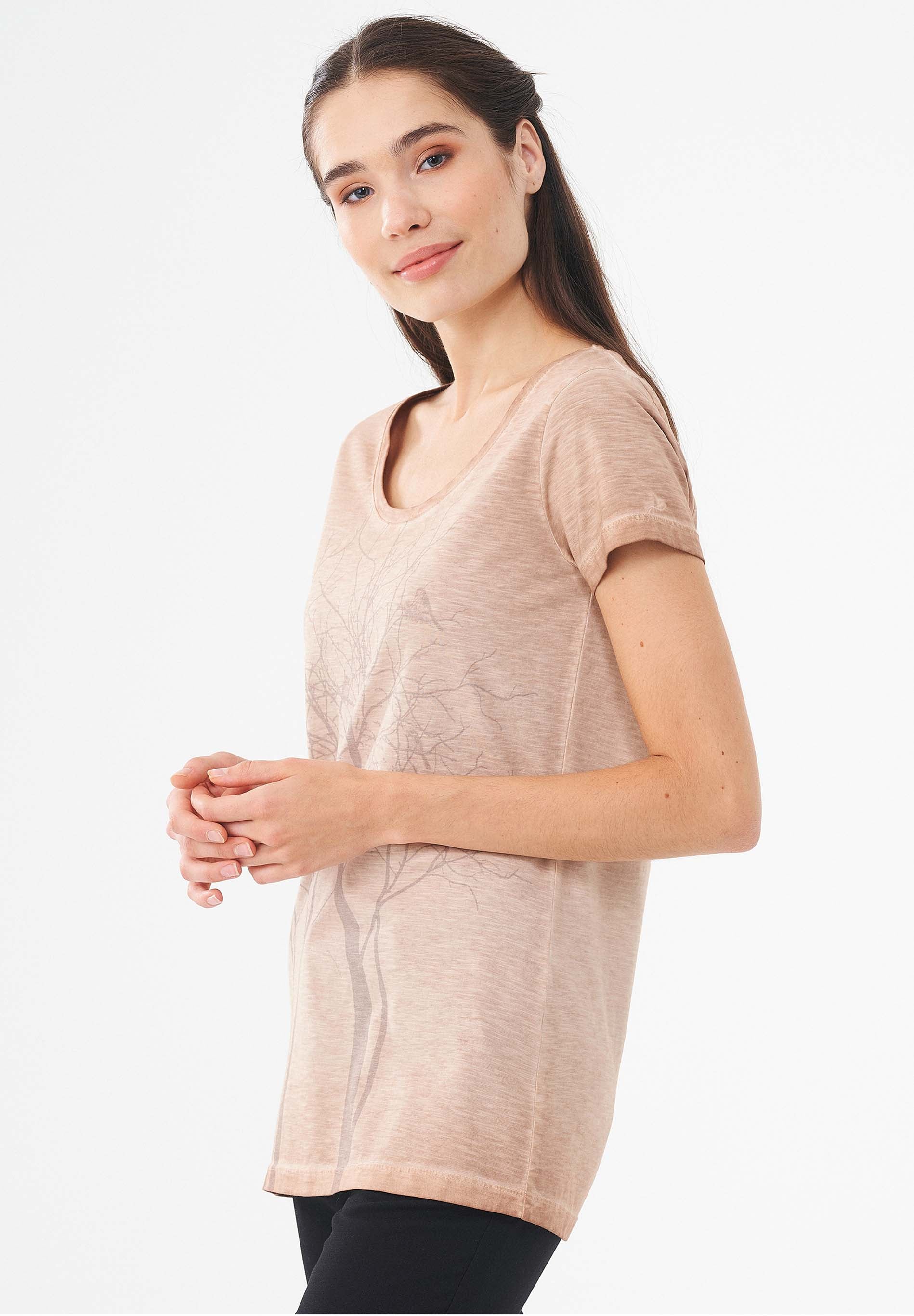 Garment Dyed T-Shirt aus Bio-Baumwolle mit Baum-Print