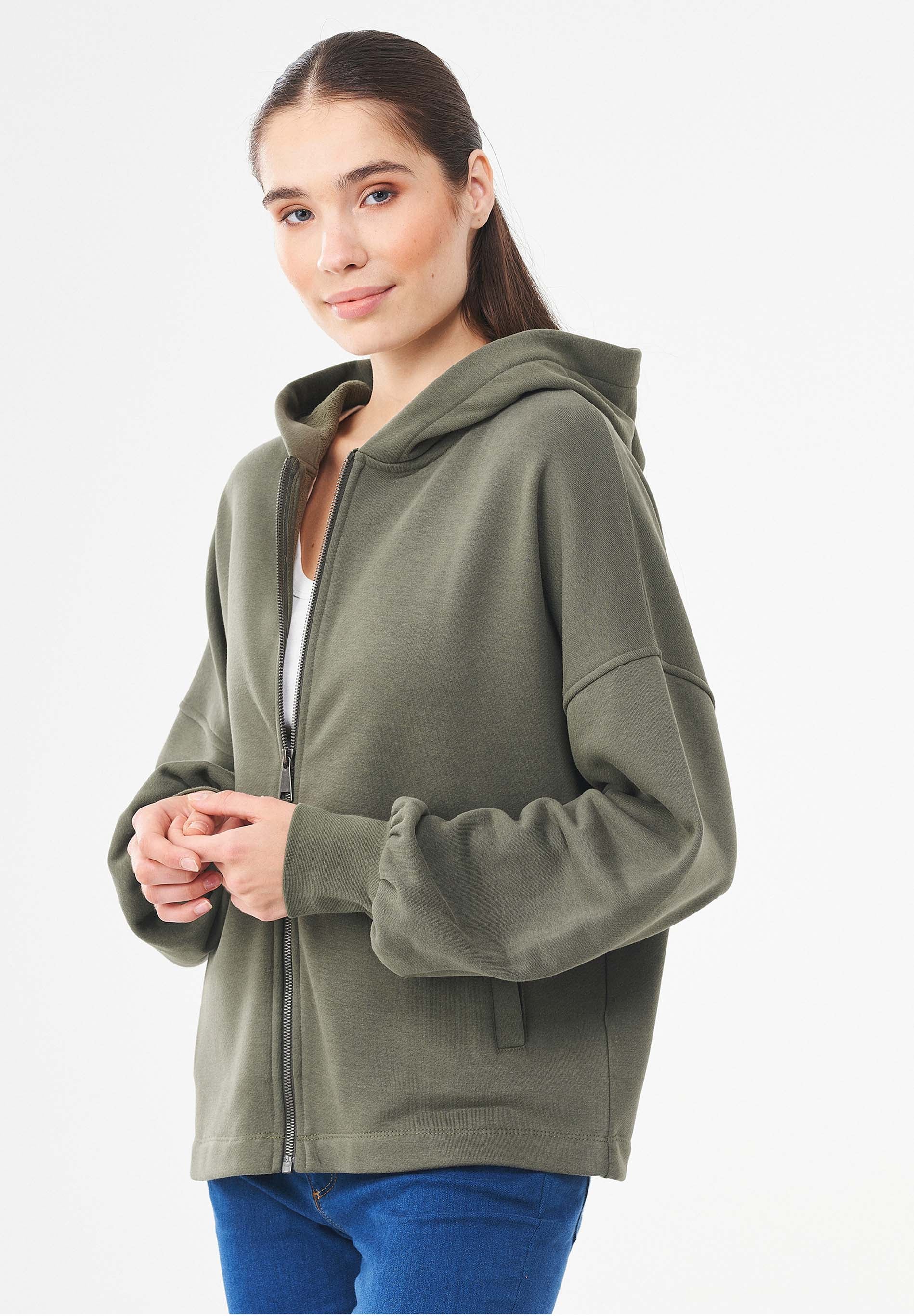 Sweatjacke aus Bio-Baumwolle & Modal mit recyceltem Polyester