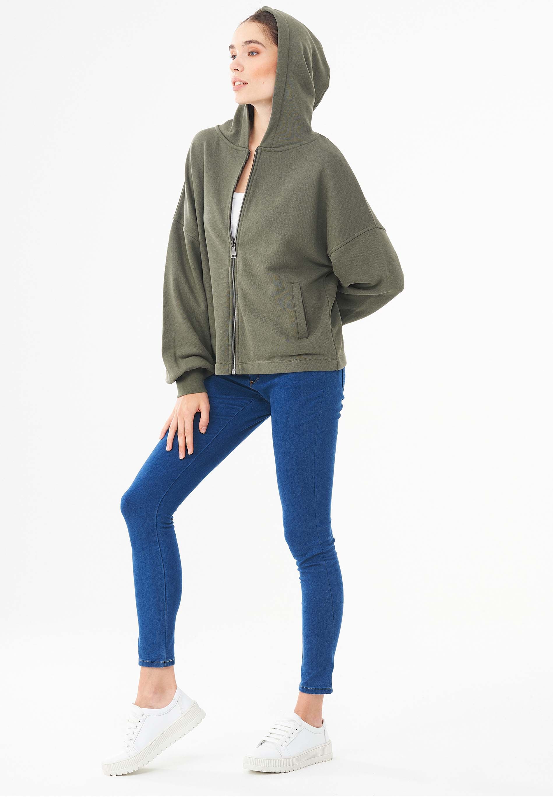 Sweatjacke aus Bio-Baumwolle & Modal mit recyceltem Polyester