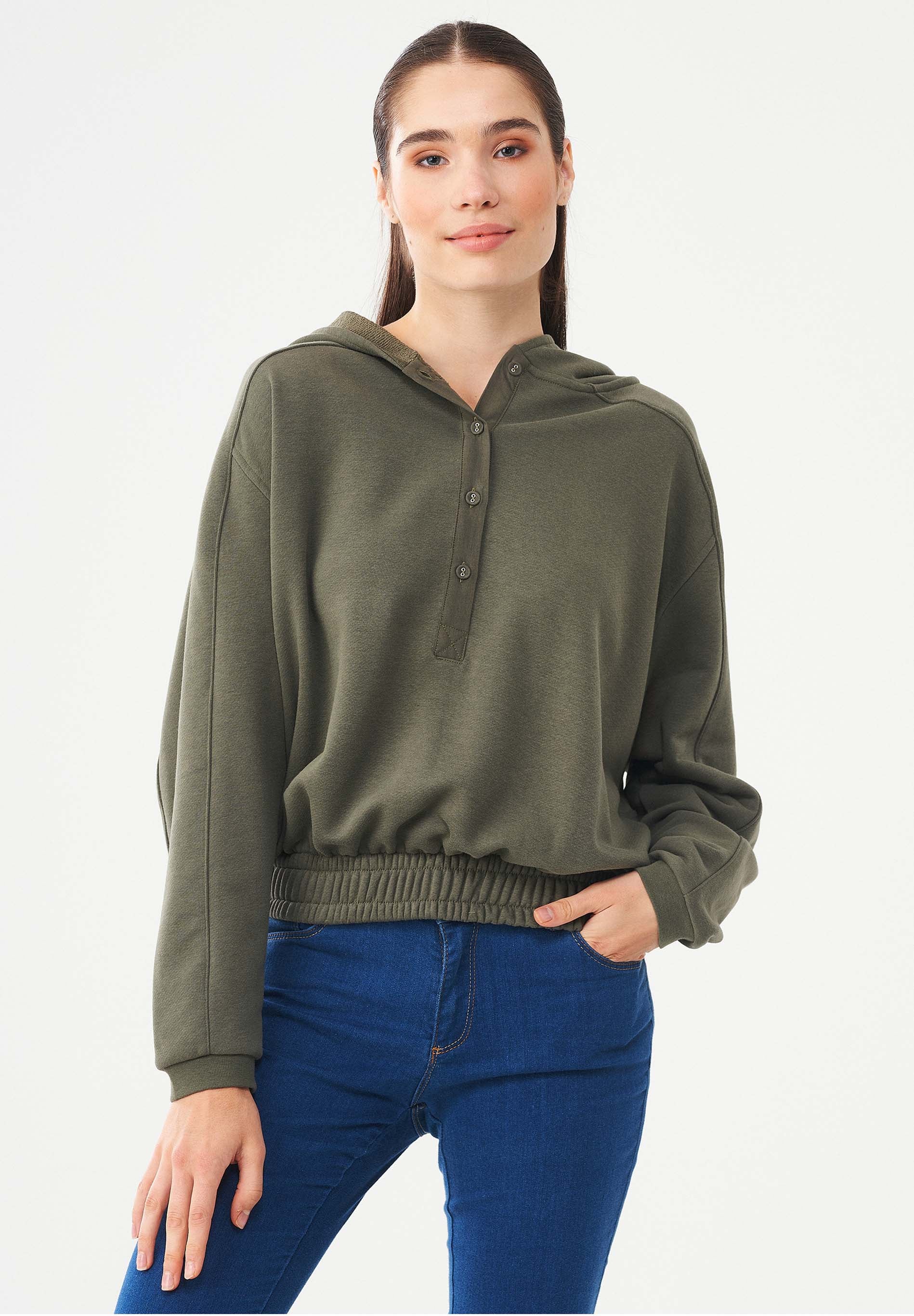 Kapuzenpullover aus Bio-Baumwolle & Modal mit recyceltem Polyester