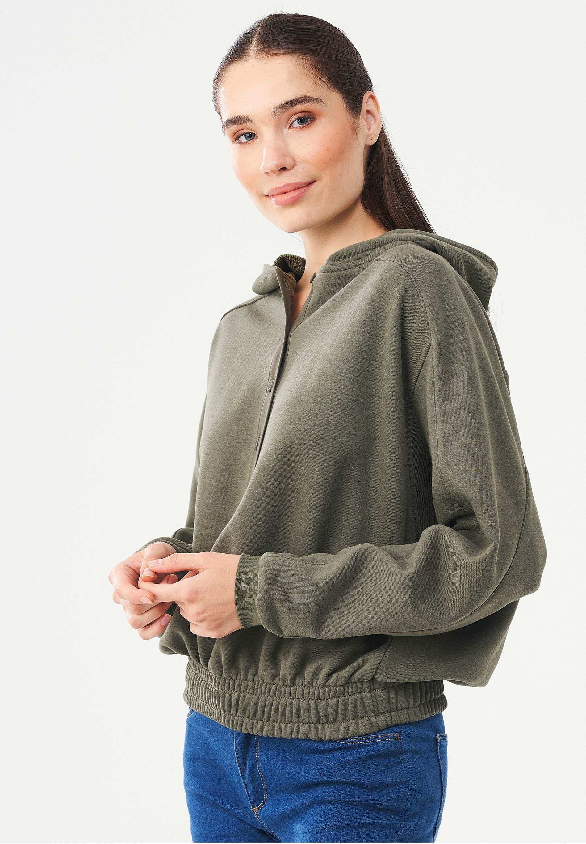 Kapuzenpullover aus Bio-Baumwolle & Modal mit recyceltem Polyester