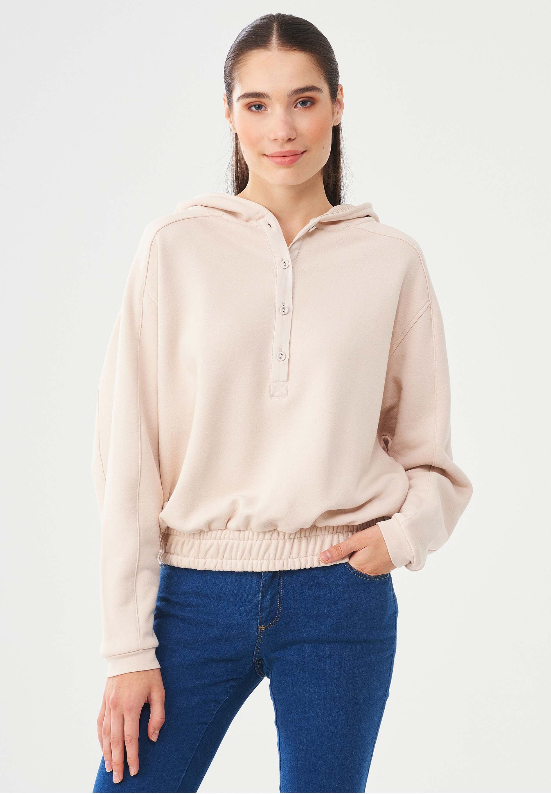 Kapuzenpullover aus Bio-Baumwolle & Modal mit recyceltem Polyester