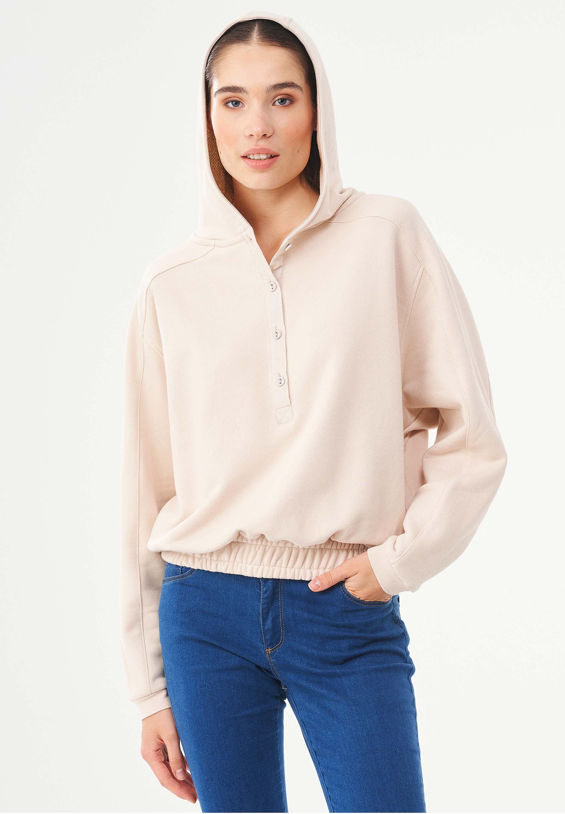 Kapuzenpullover aus Bio-Baumwolle & Modal mit recyceltem Polyester