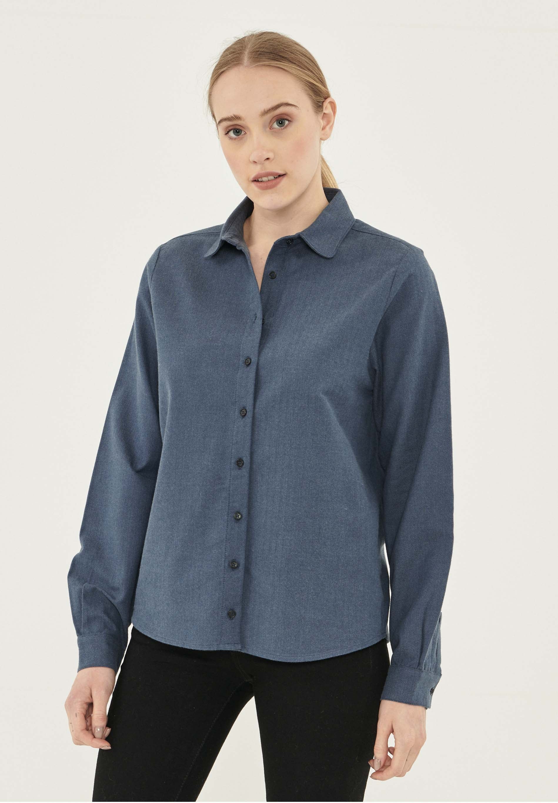 Herringbone Hemdbluse aus Bio-Baumwolle