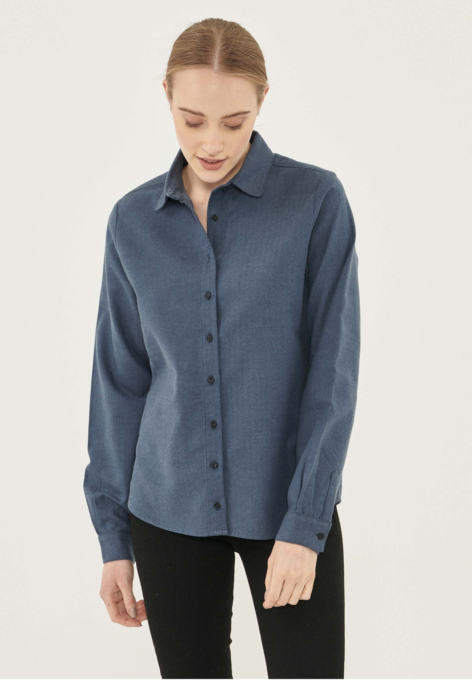 Herringbone Hemdbluse aus Bio-Baumwolle