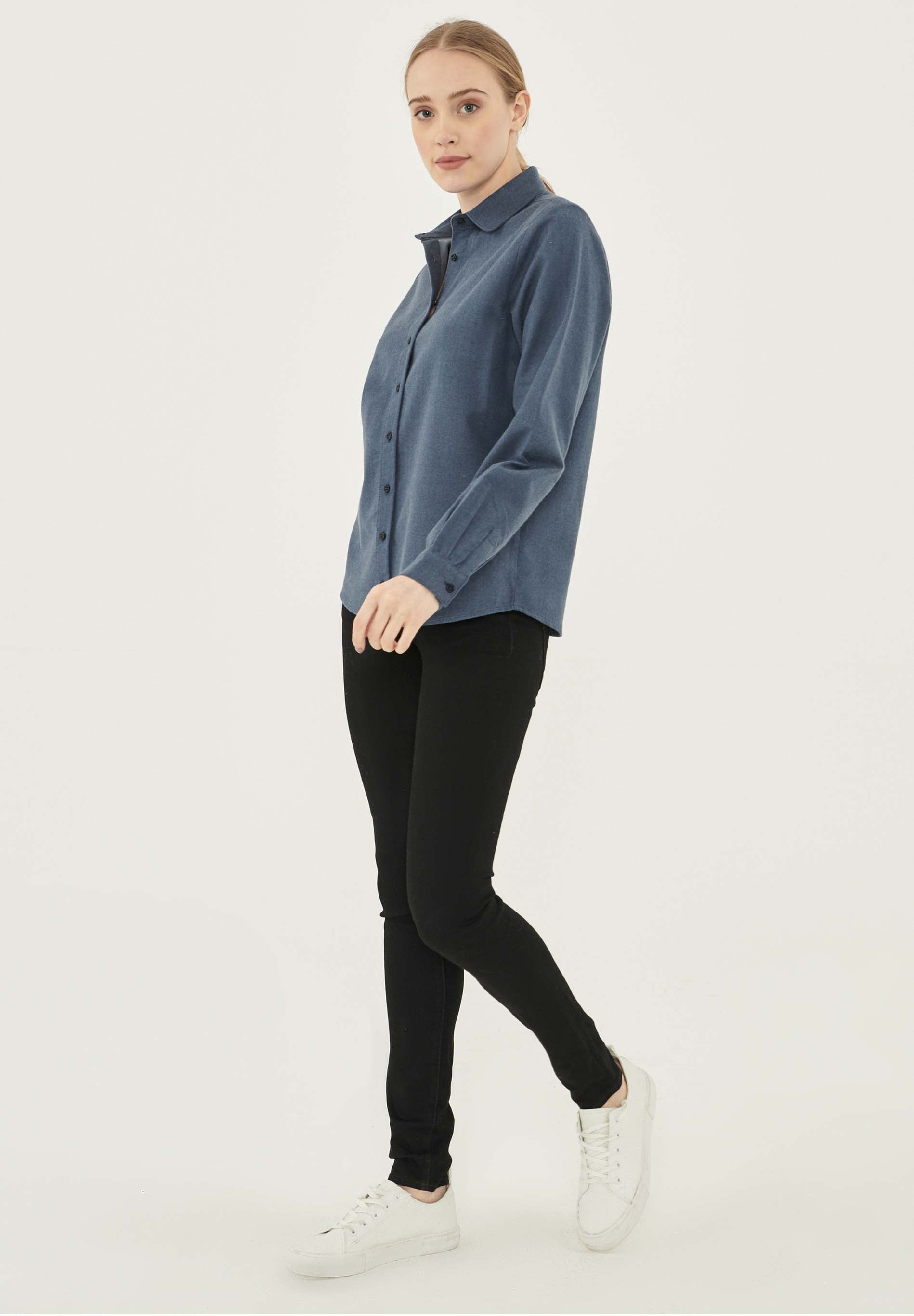 Herringbone Hemdbluse aus Bio-Baumwolle