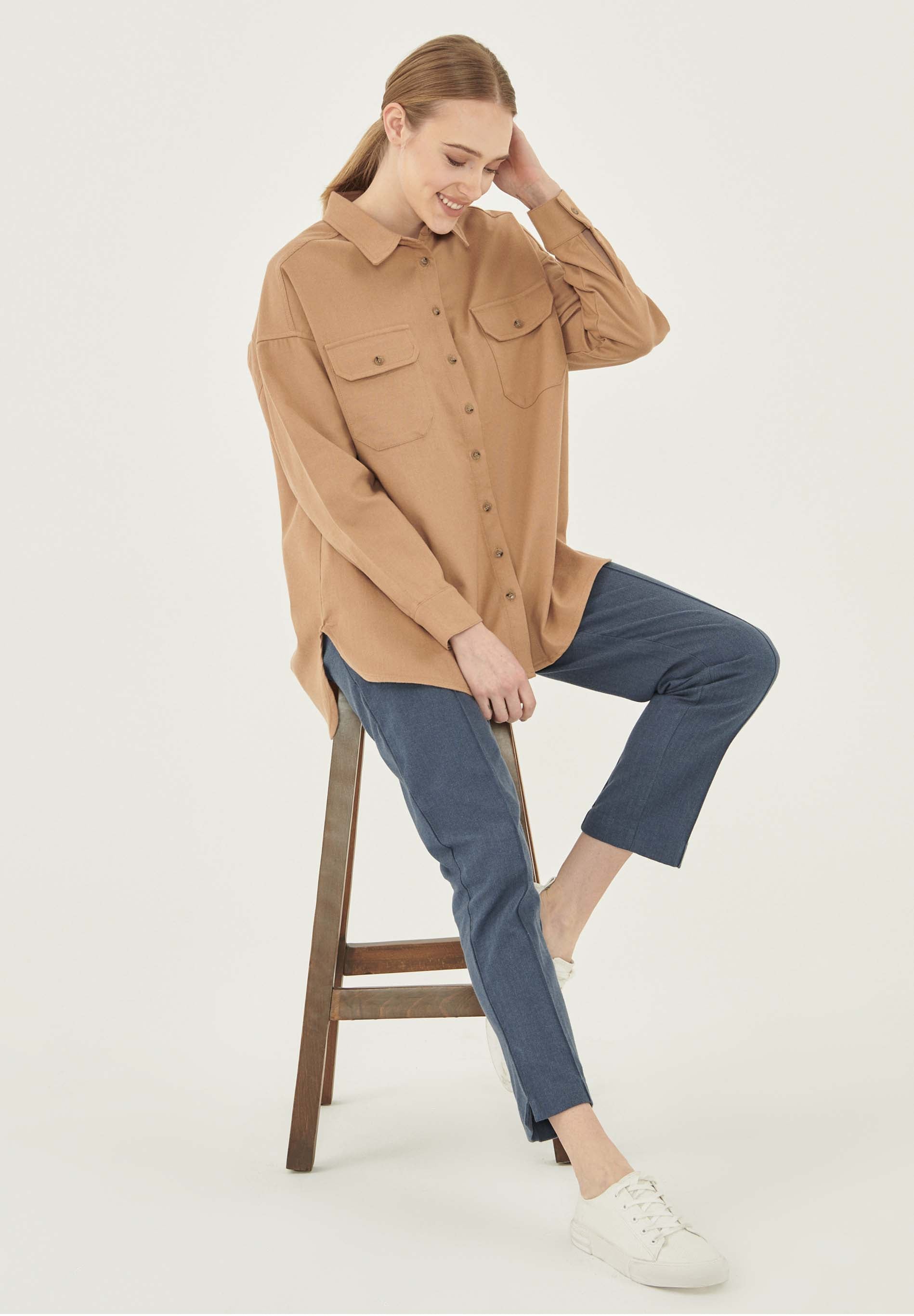 Brushed Twill Hemdbluse aus Bio-Baumwolle