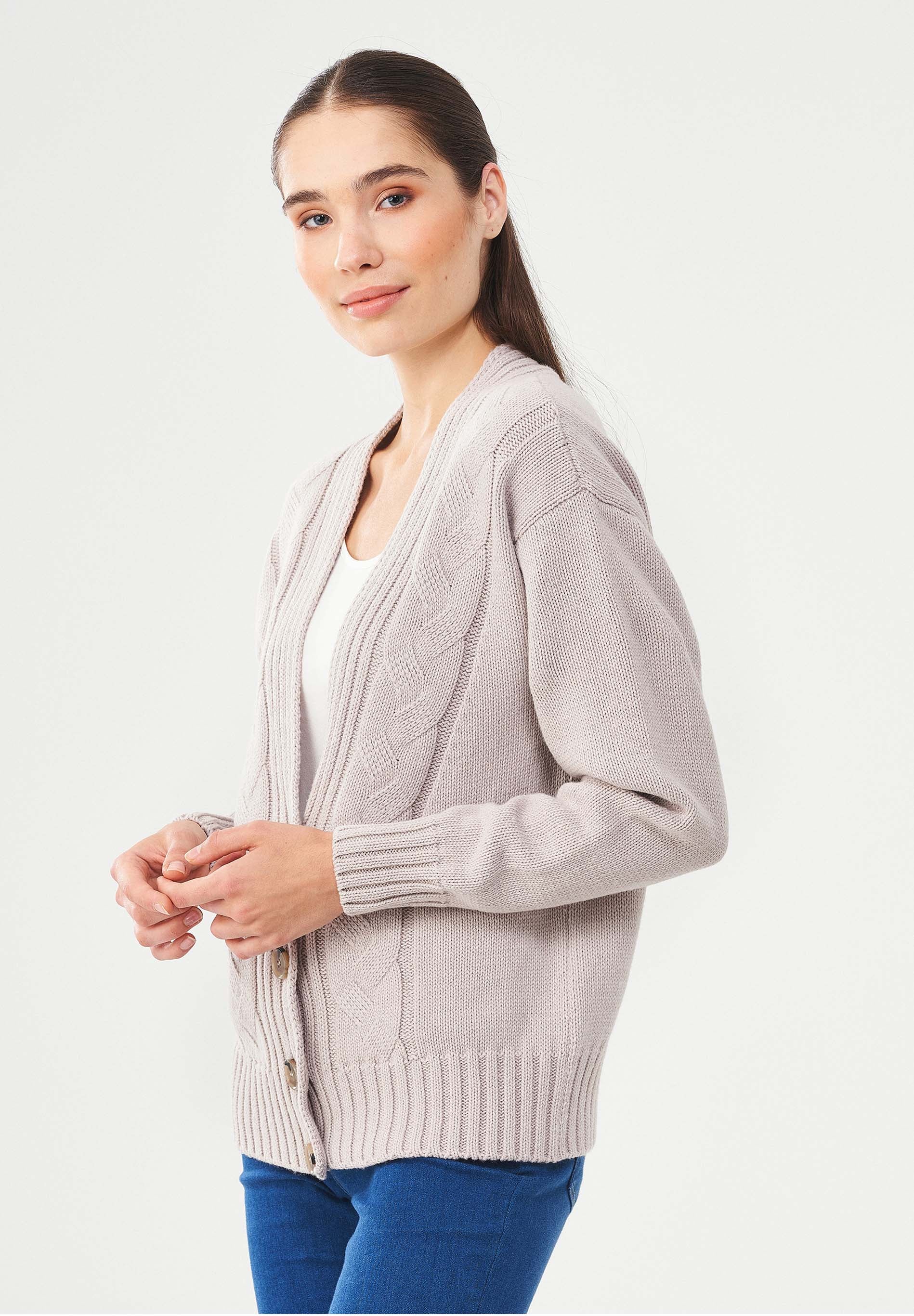 Cardigan aus Bio-Merinowolle und Bio-Baumwolle