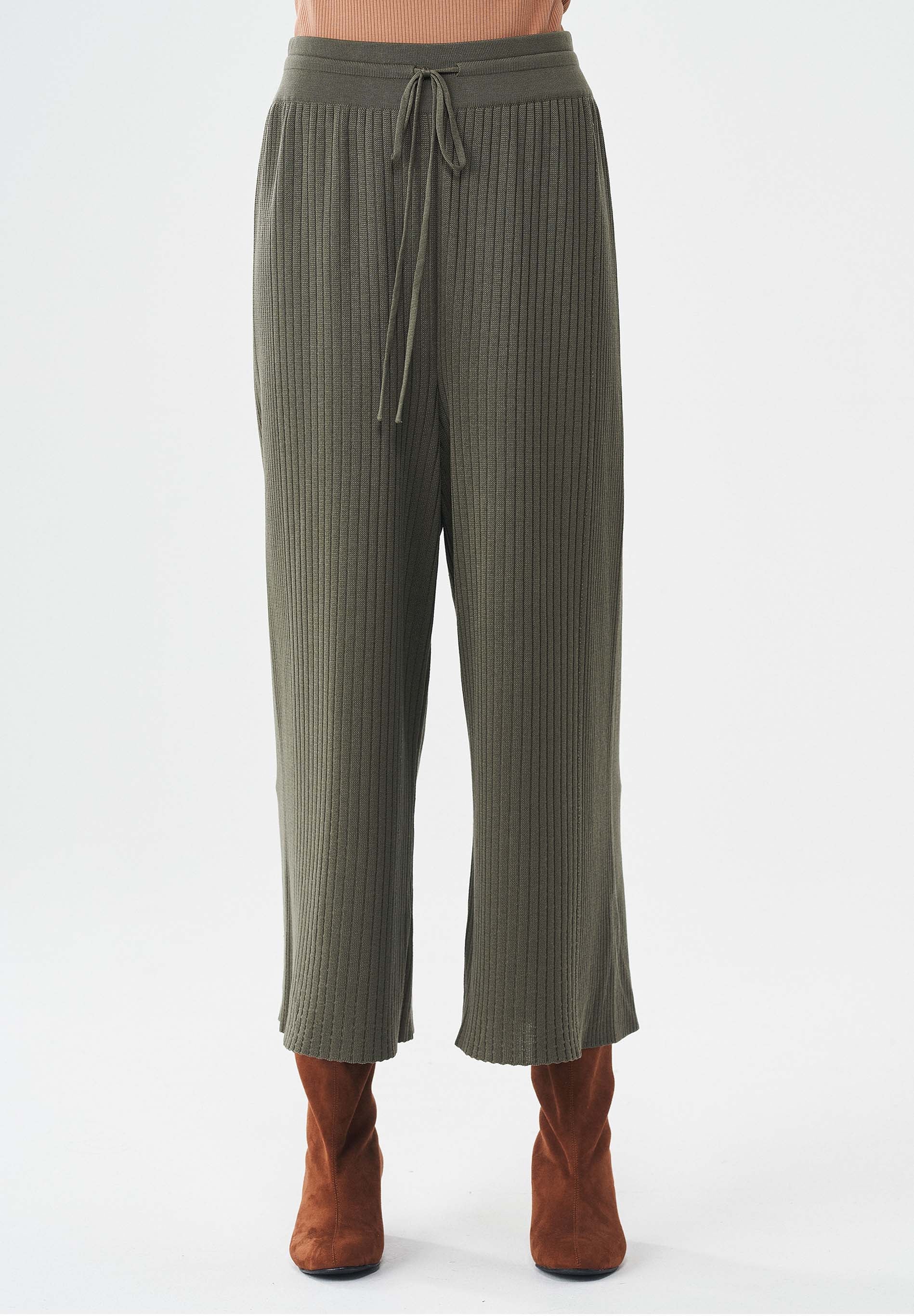 Gerippte Strickhose aus TENCEL™ Lyocell