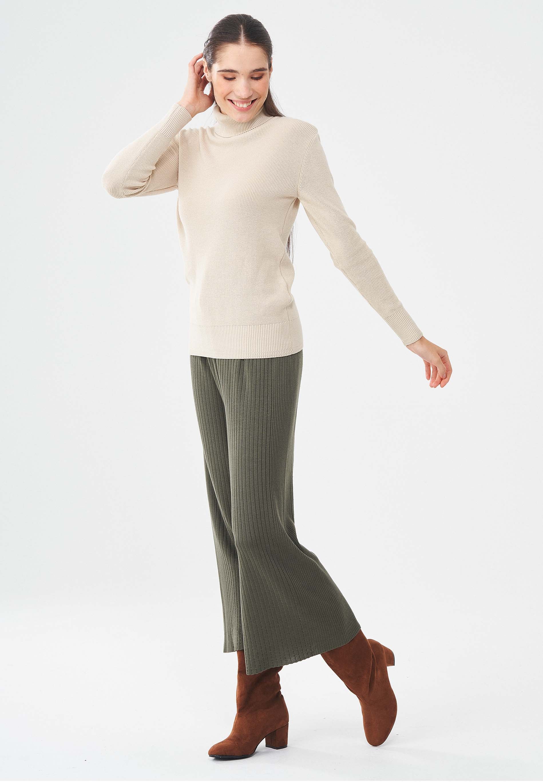 Gerippte Strickhose aus TENCEL™ Lyocell