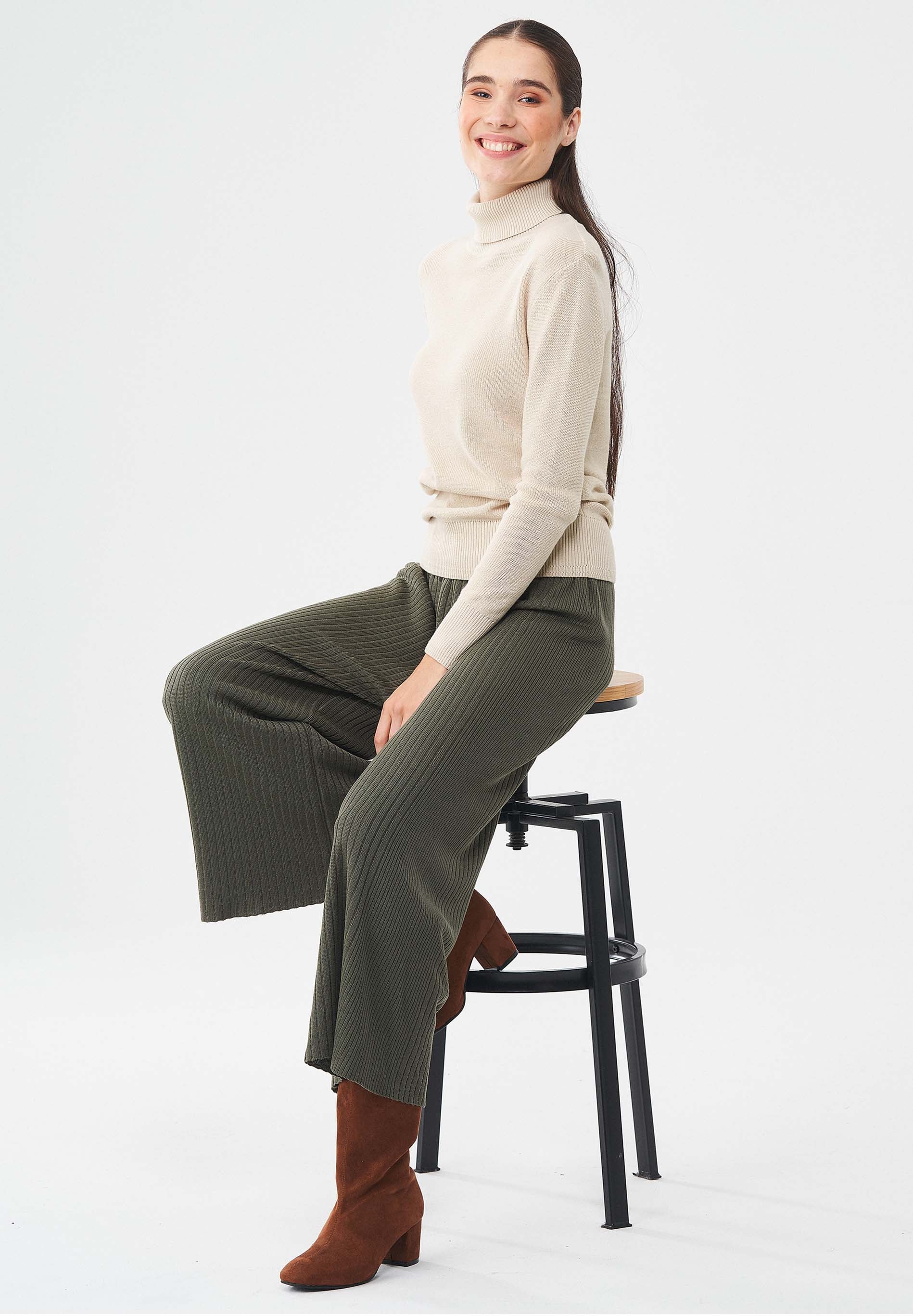 Gerippte Strickhose aus TENCEL™ Lyocell