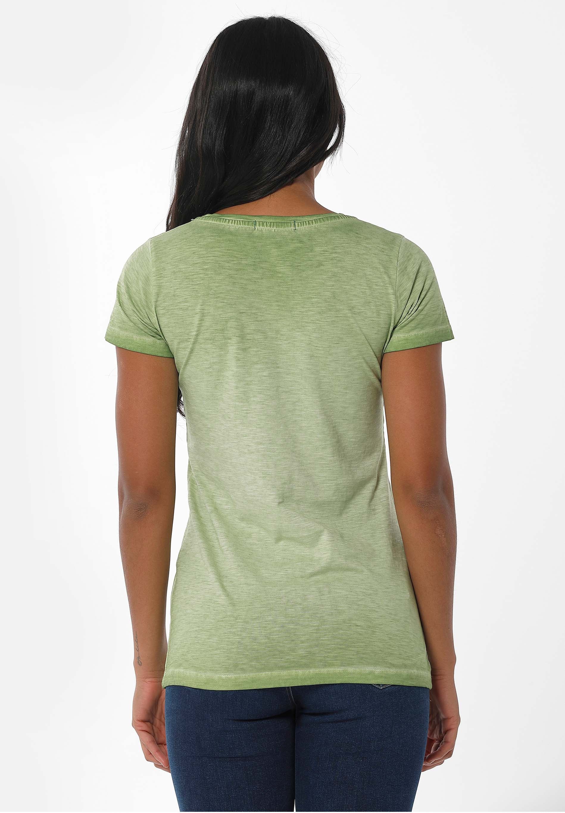 Garment Dyed T-Shirt aus Bio-Baumwolle mit Fahrrad-Print