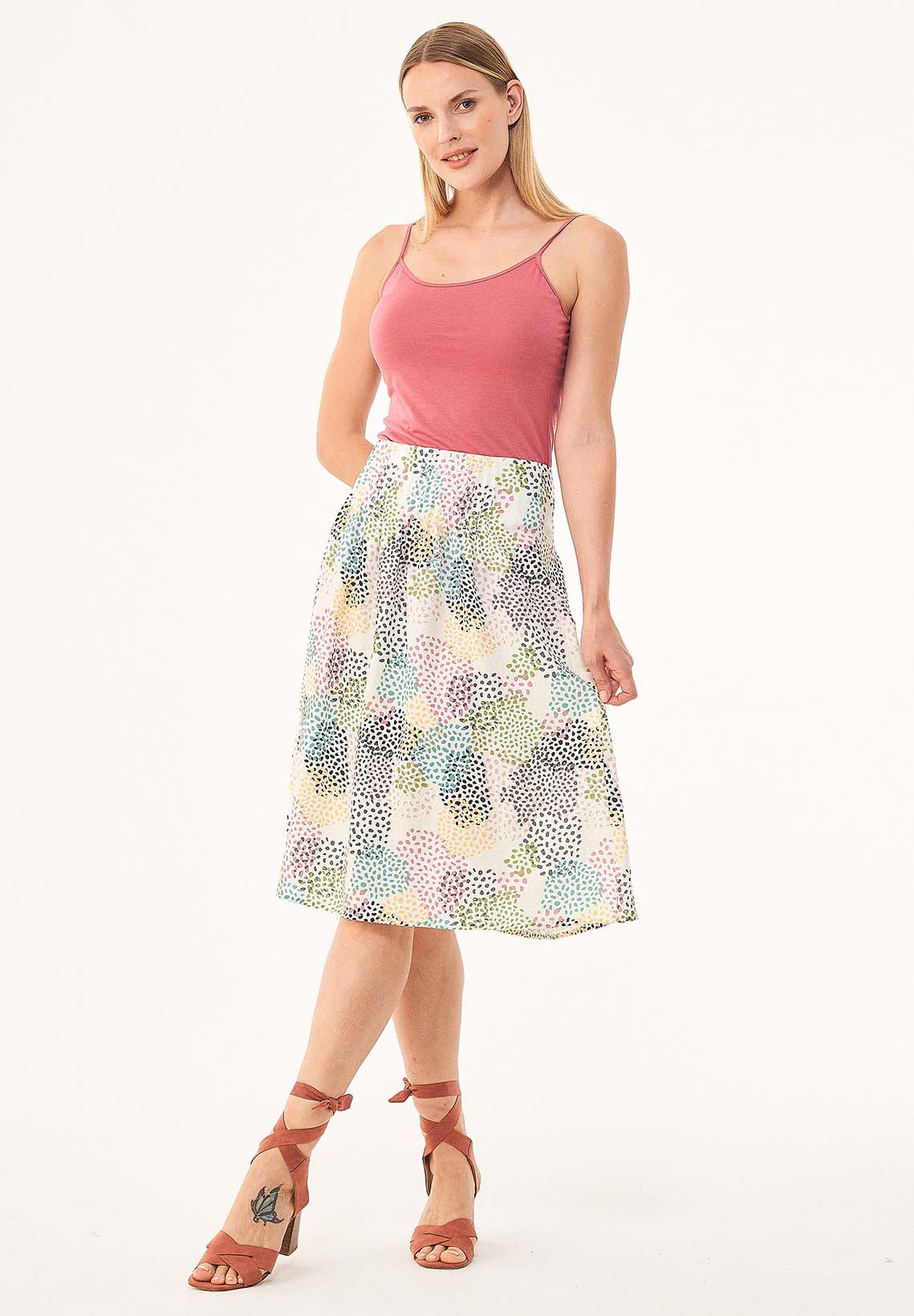 Midirock aus TENCEL™ Lyocell mit Allover-Print