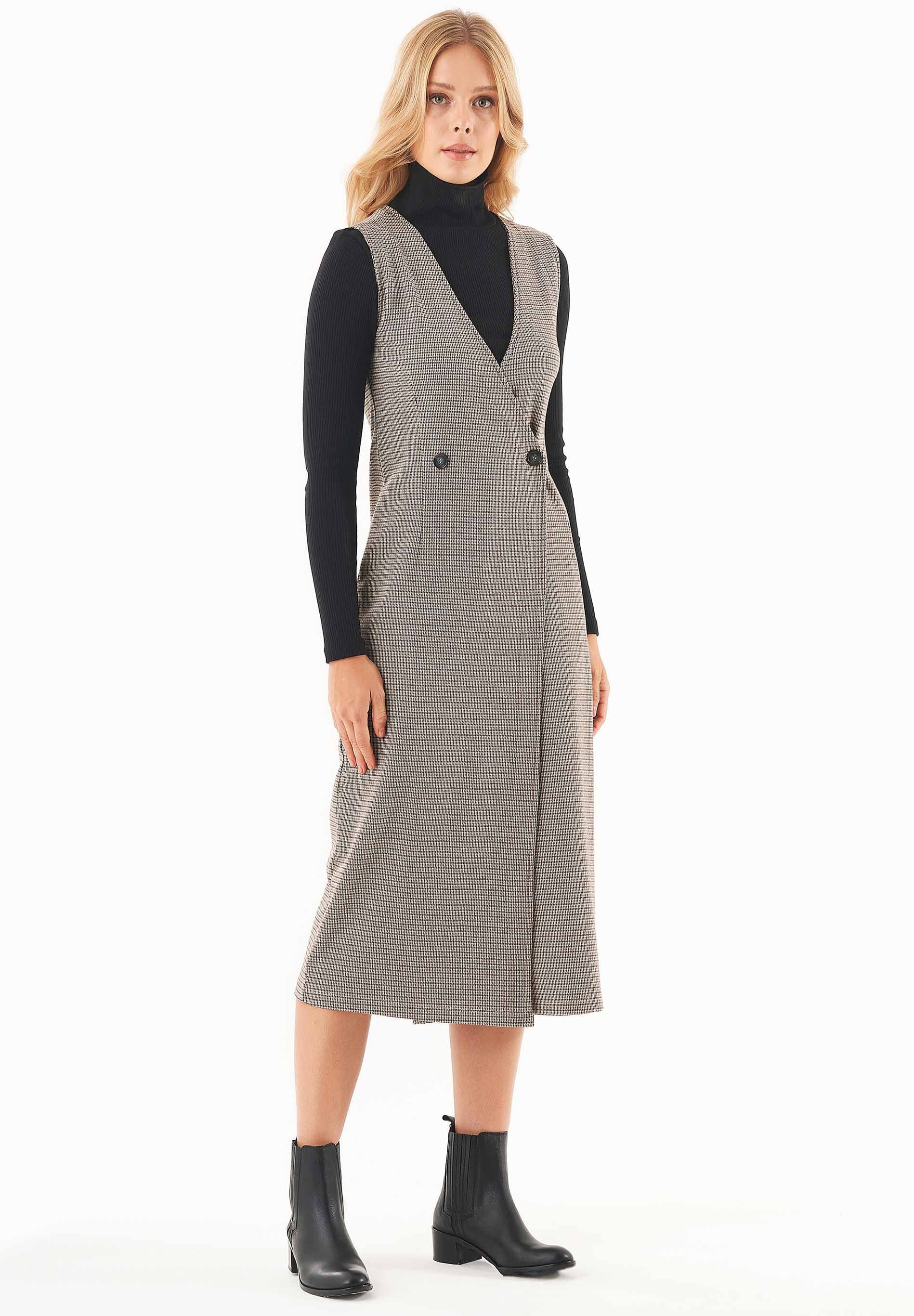 Kleid aus Bio-Baumwolle-Mix mit Hahnentrittmuster