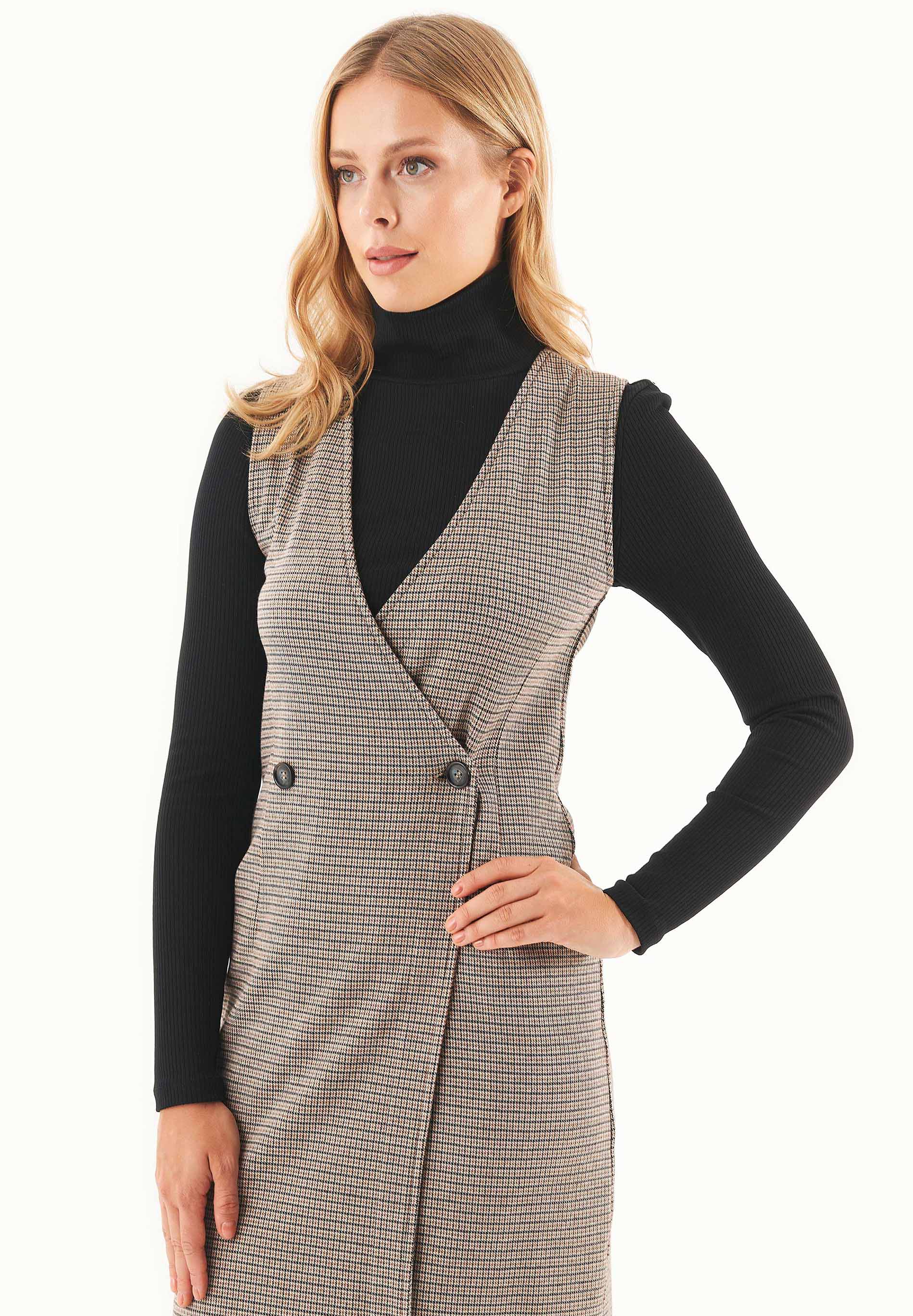 Kleid aus Bio-Baumwolle-Mix mit Hahnentrittmuster