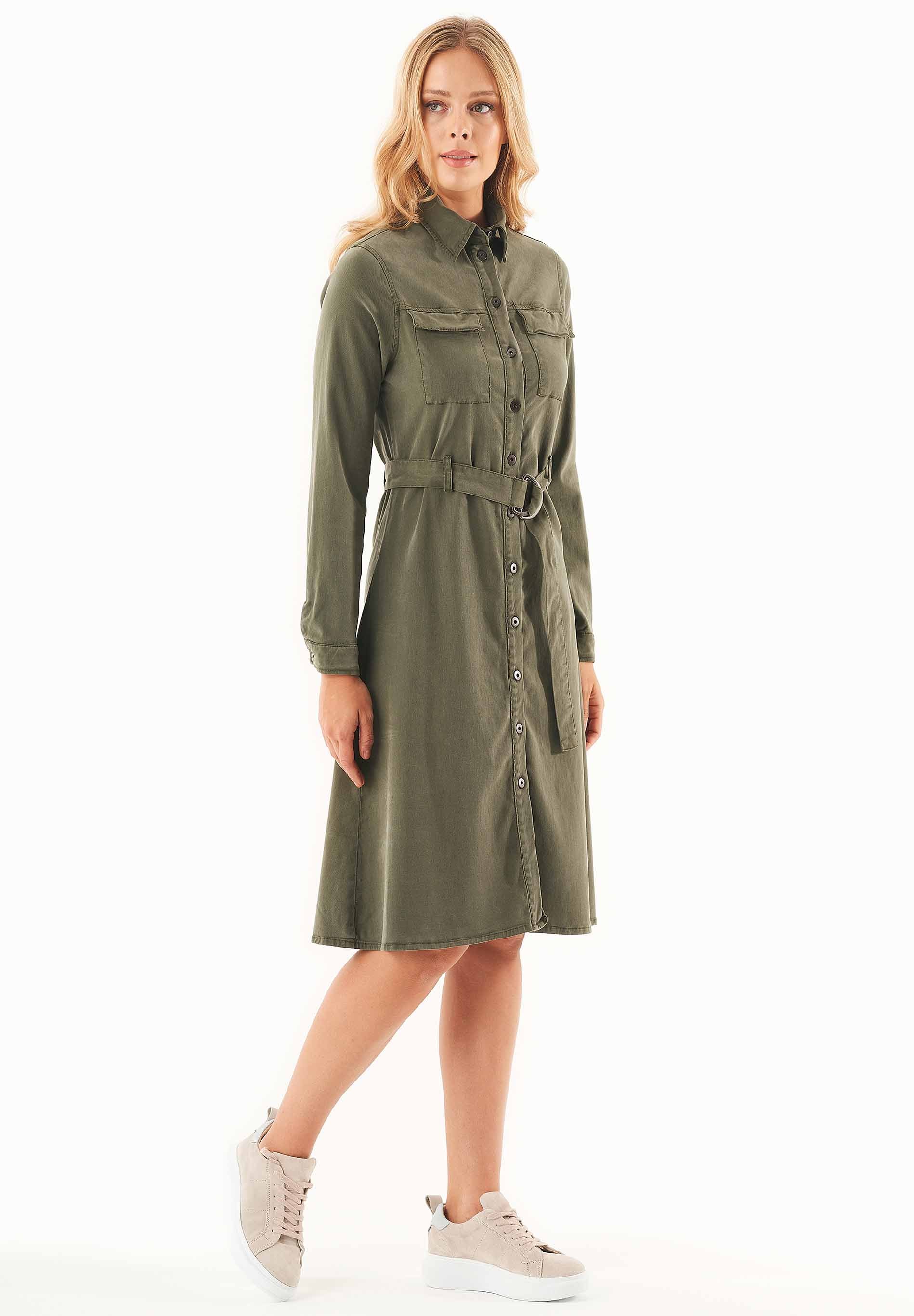 Hemdblusenkleid aus TENCEL™ Lyocell und Bio-Baumwolle