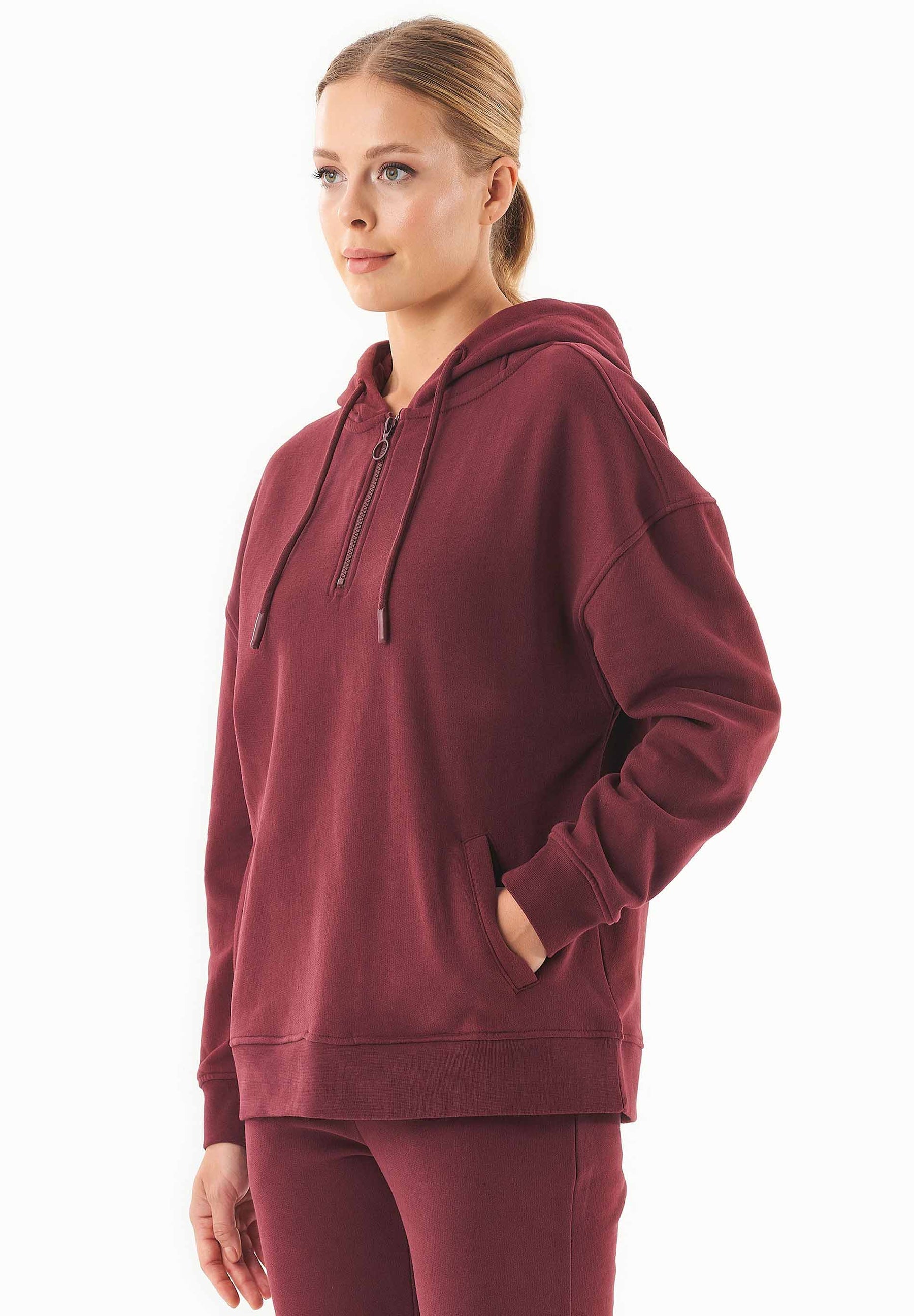 Sillivia Essentials Crop Sweatshirt Aus Bio Baumwolle Und Recyceltem Polyester Bordeaux