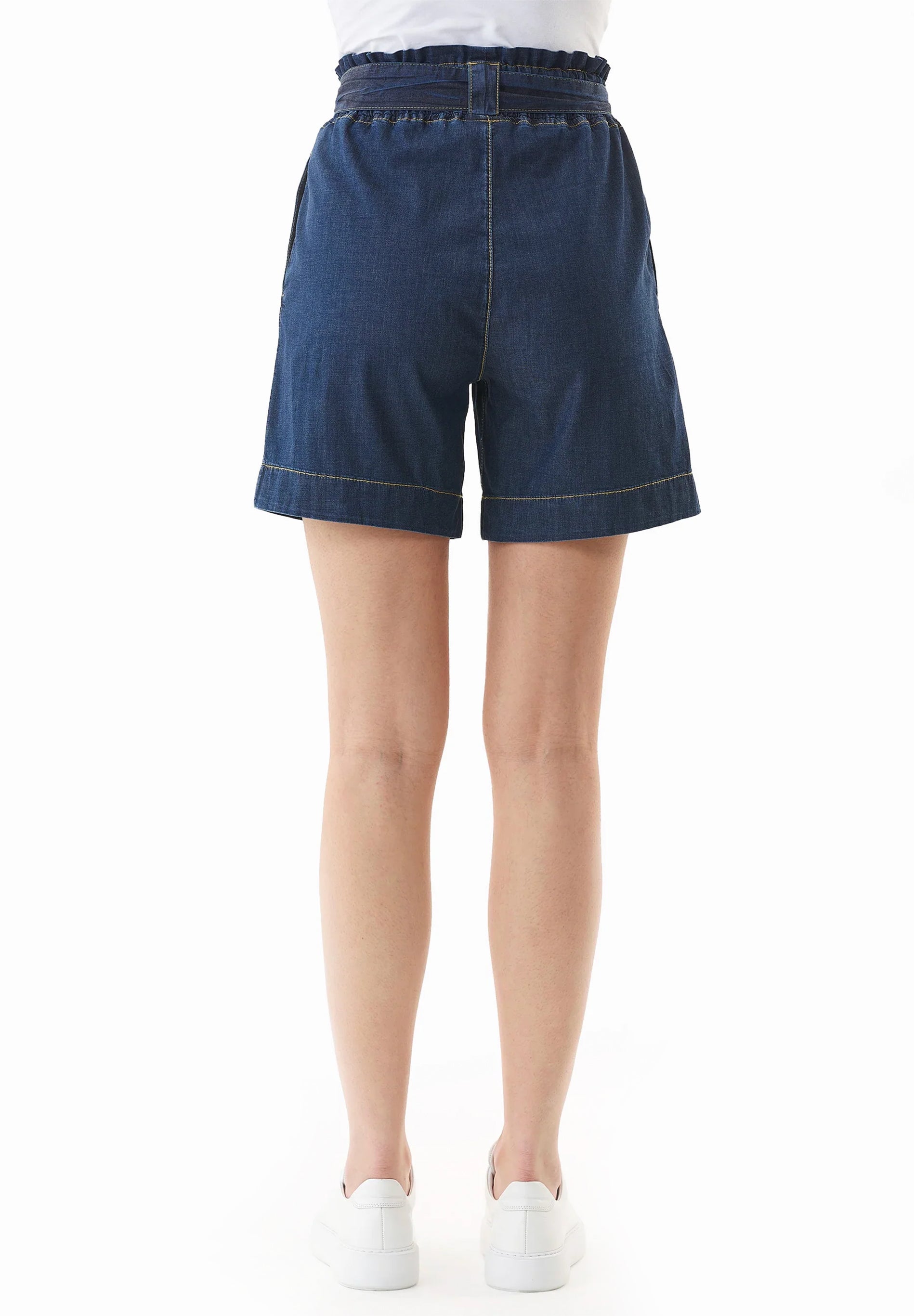 Paperbag-Shorts aus Bio-Baumwolle in Denim-Optik