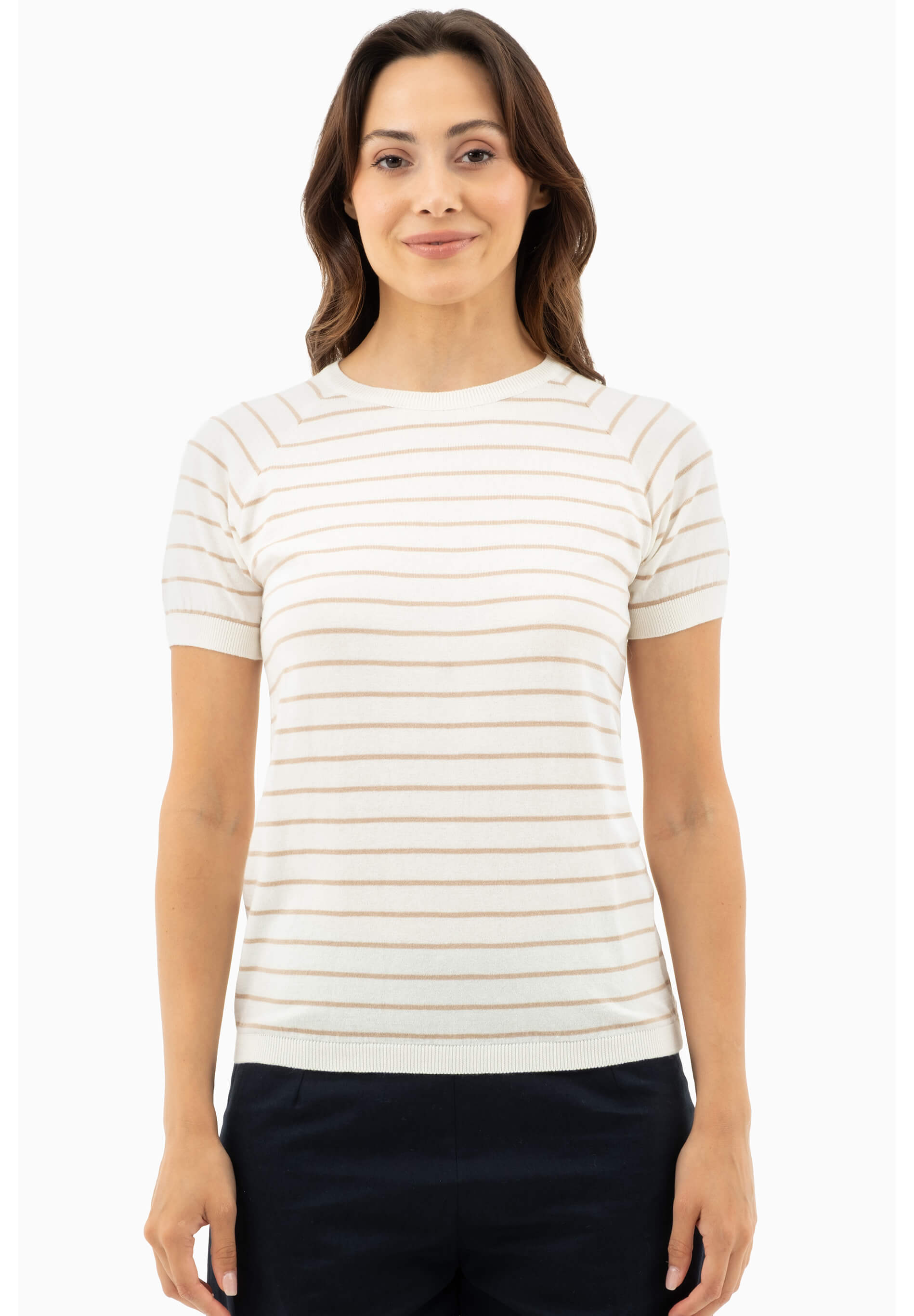 Feinstrick-T-Shirt aus Bio-Baumwolle mit Streifen