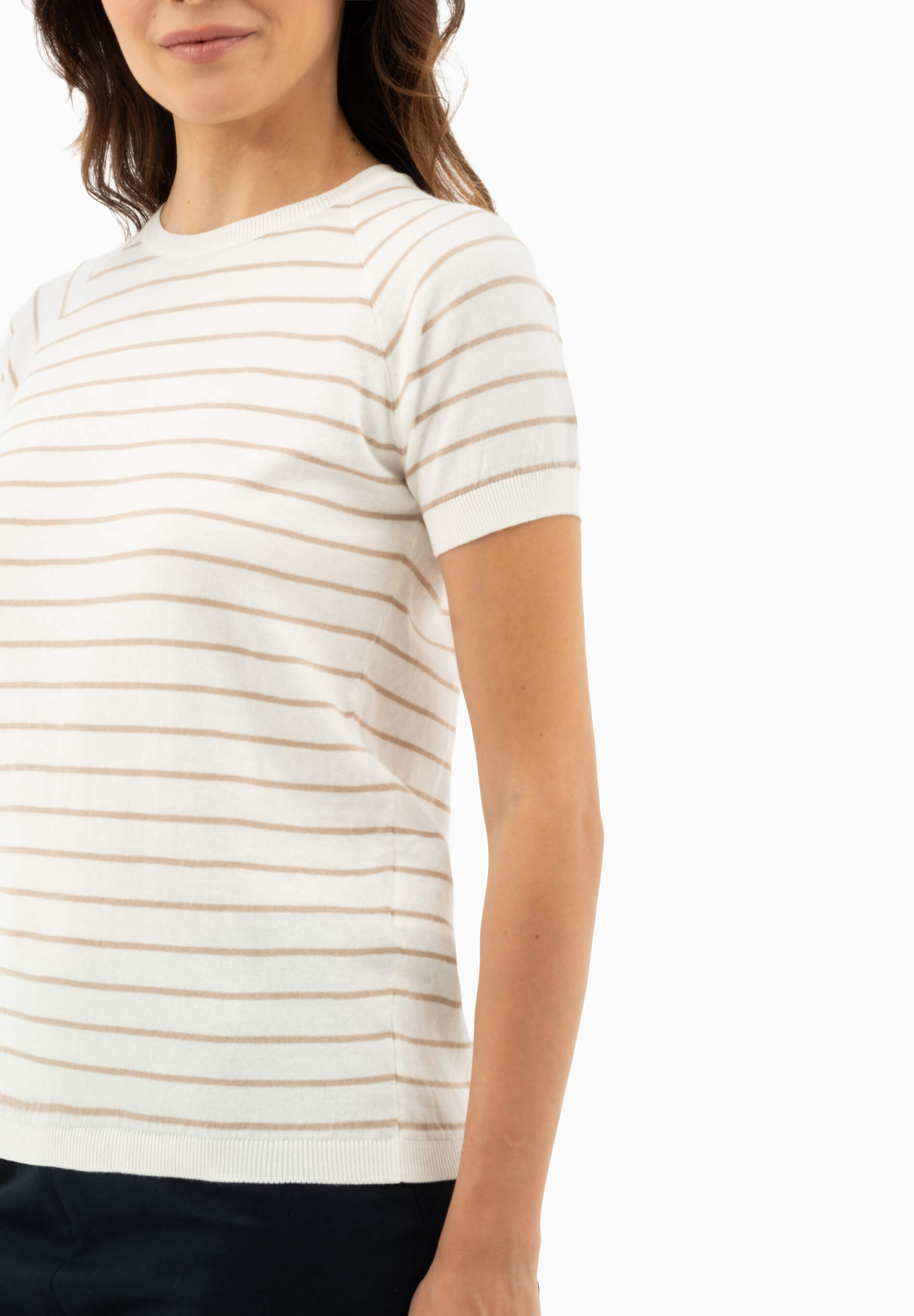 Feinstrick-T-Shirt aus Bio-Baumwolle mit Streifen