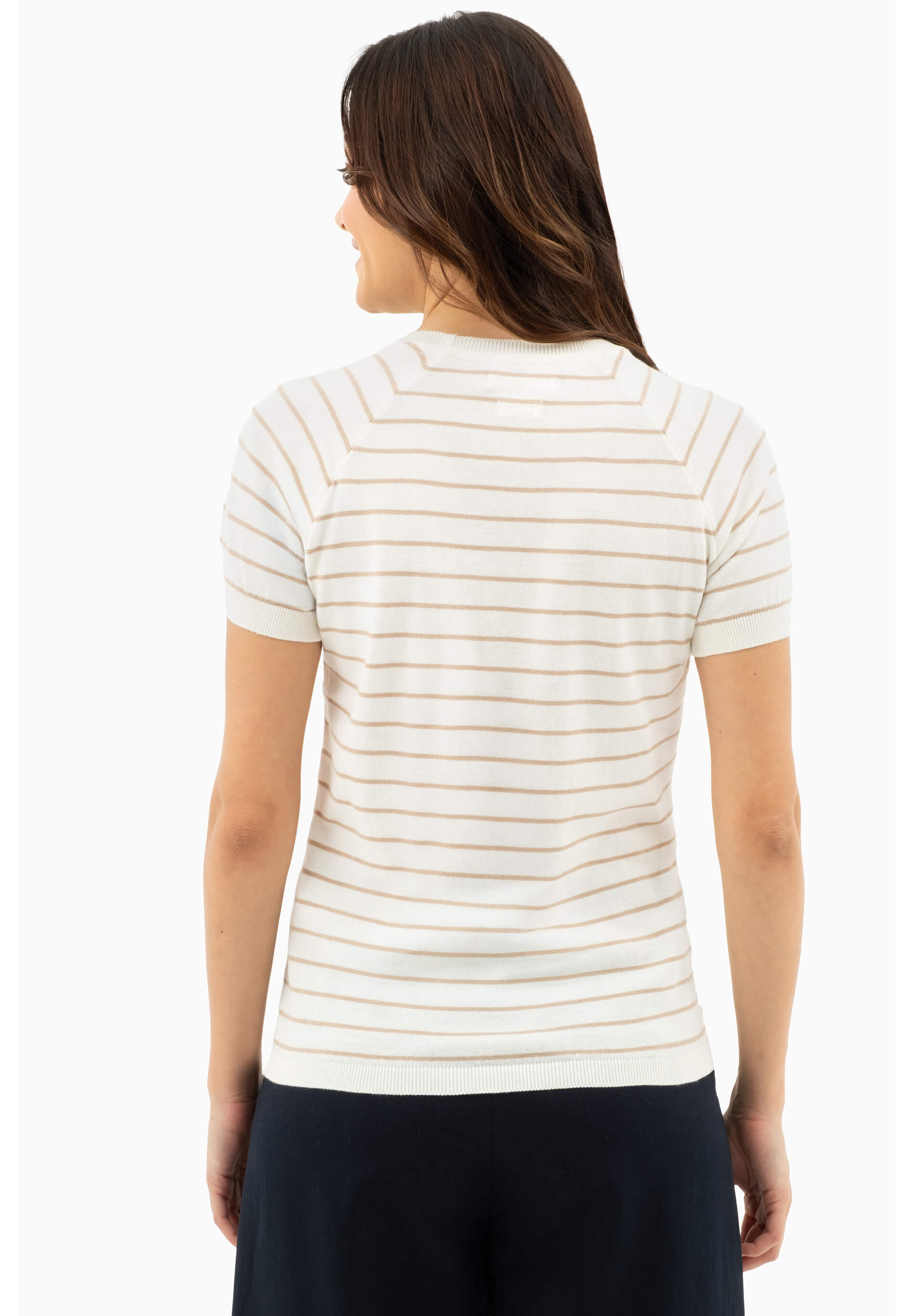 Feinstrick-T-Shirt aus Bio-Baumwolle mit Streifen