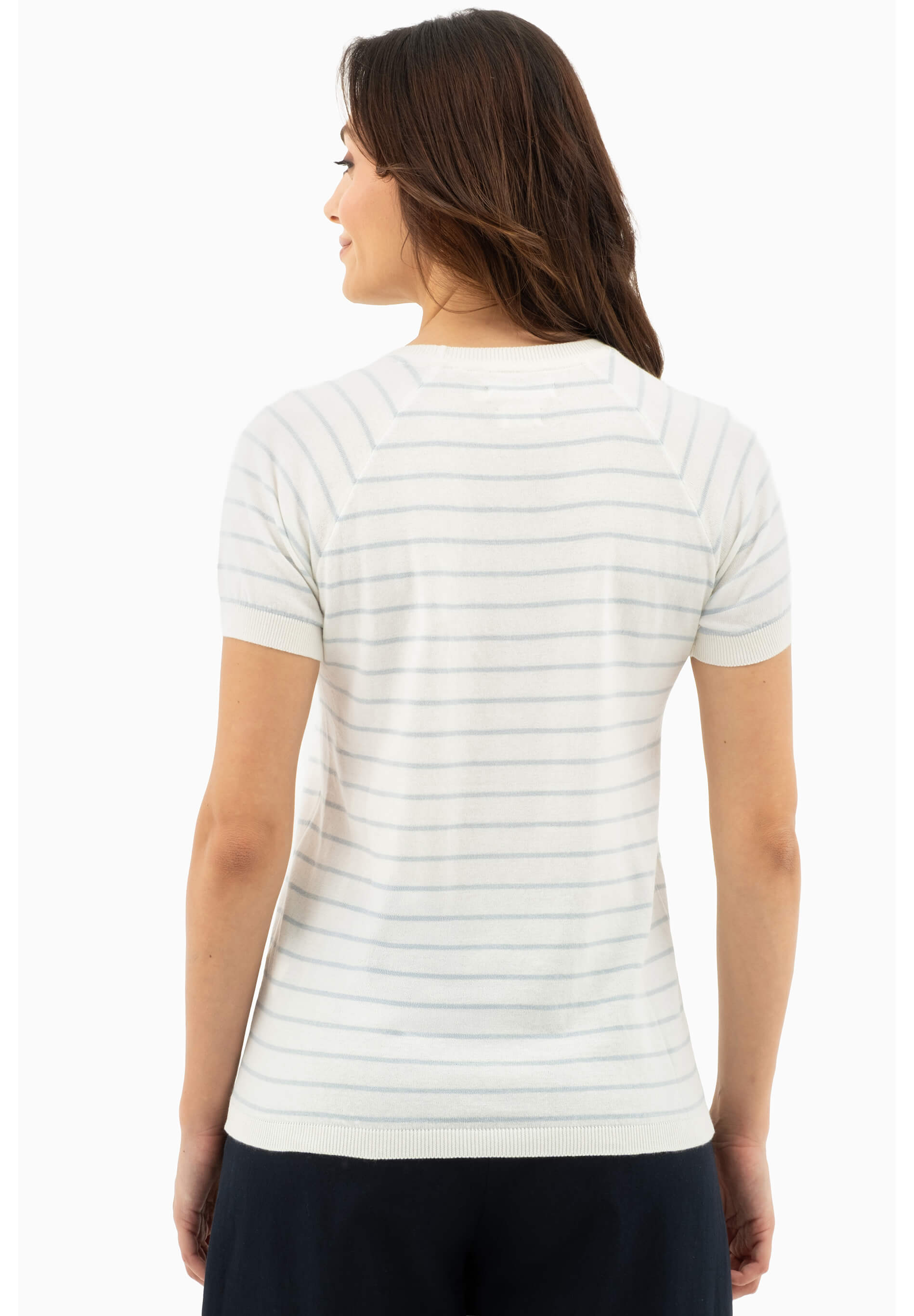 Feinstrick-T-Shirt aus Bio-Baumwolle mit Streifen