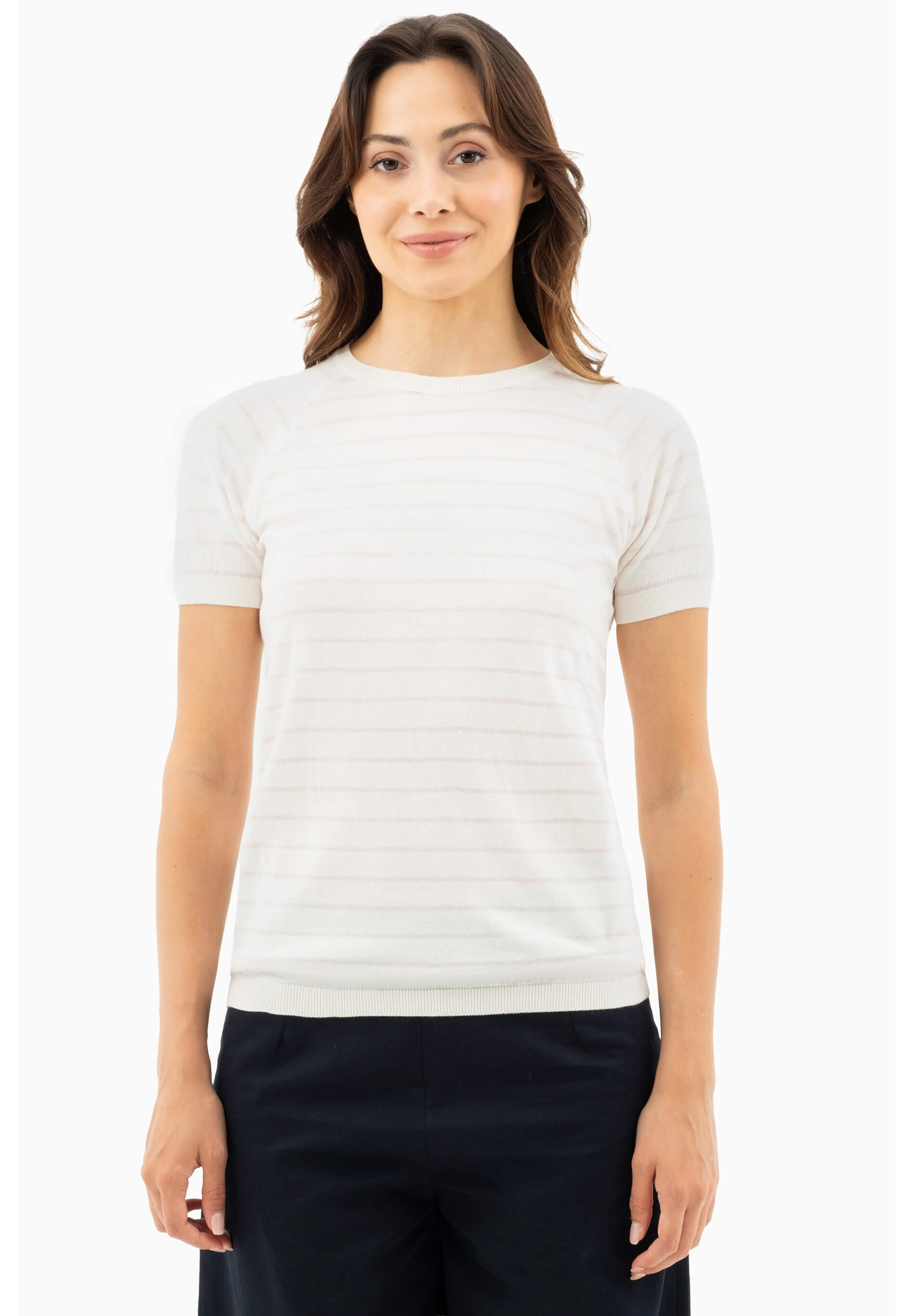 Feinstrick-T-Shirt aus Bio-Baumwolle mit Streifen