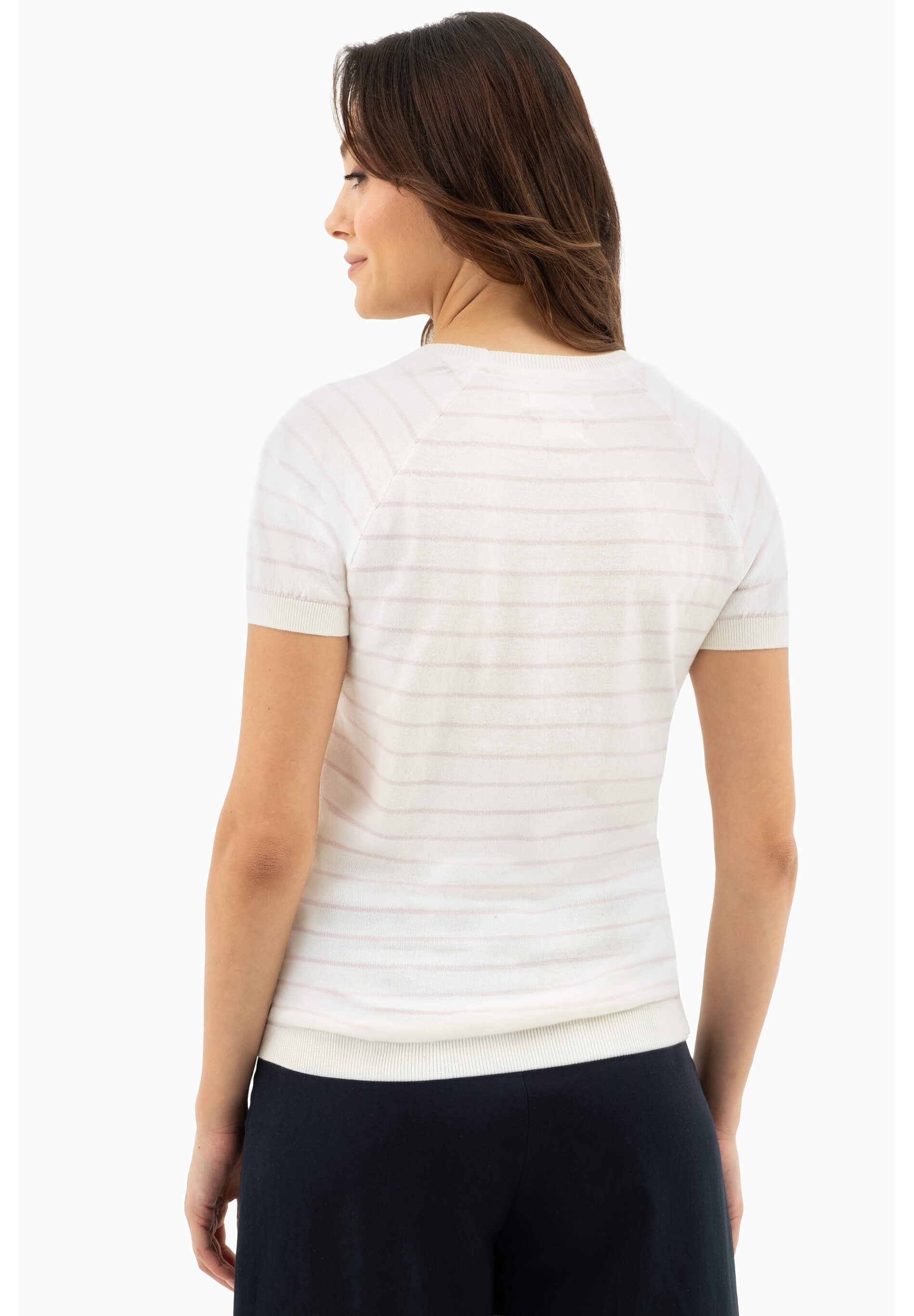 Feinstrick-T-Shirt aus Bio-Baumwolle mit Streifen