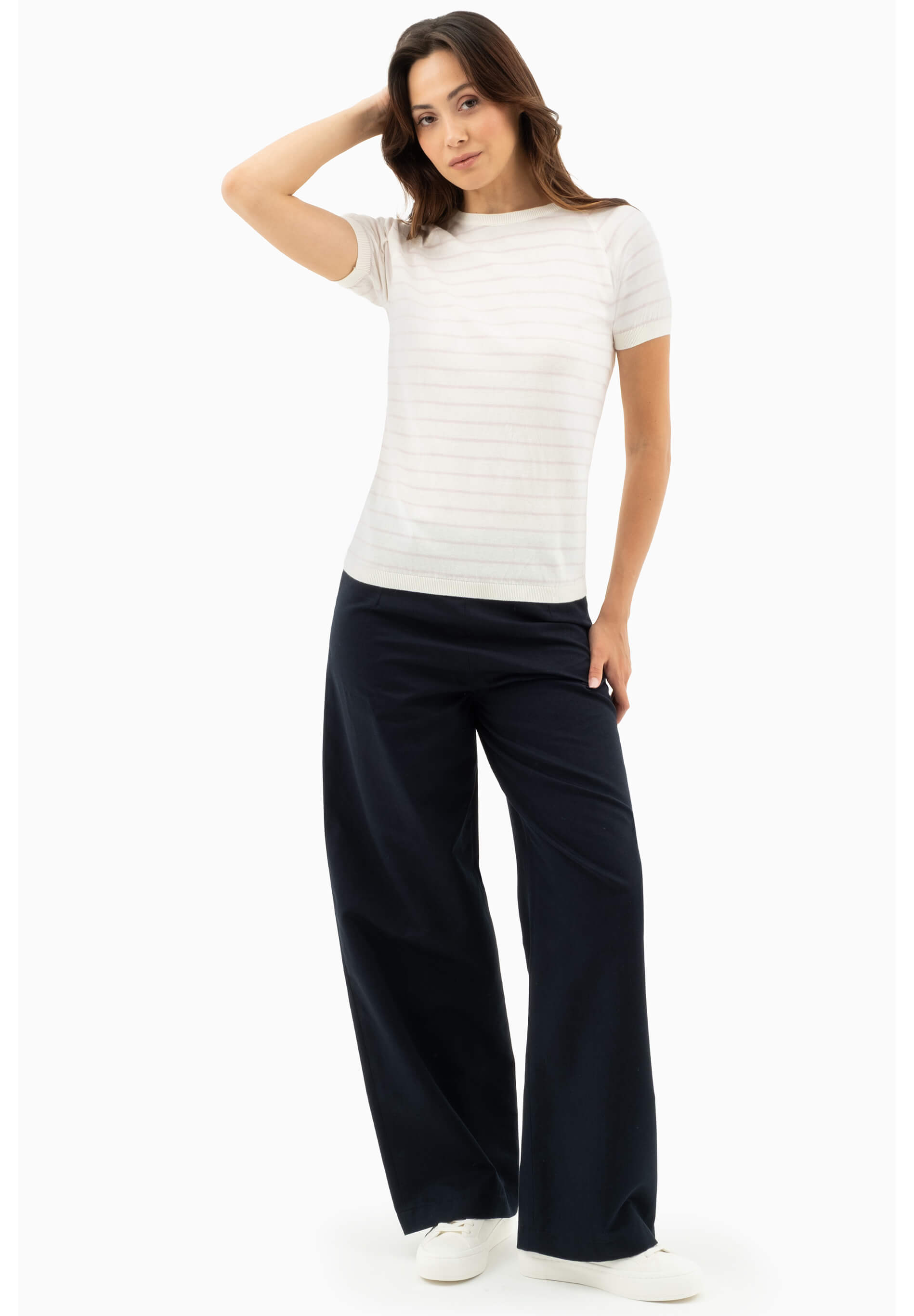 Feinstrick-T-Shirt aus Bio-Baumwolle mit Streifen