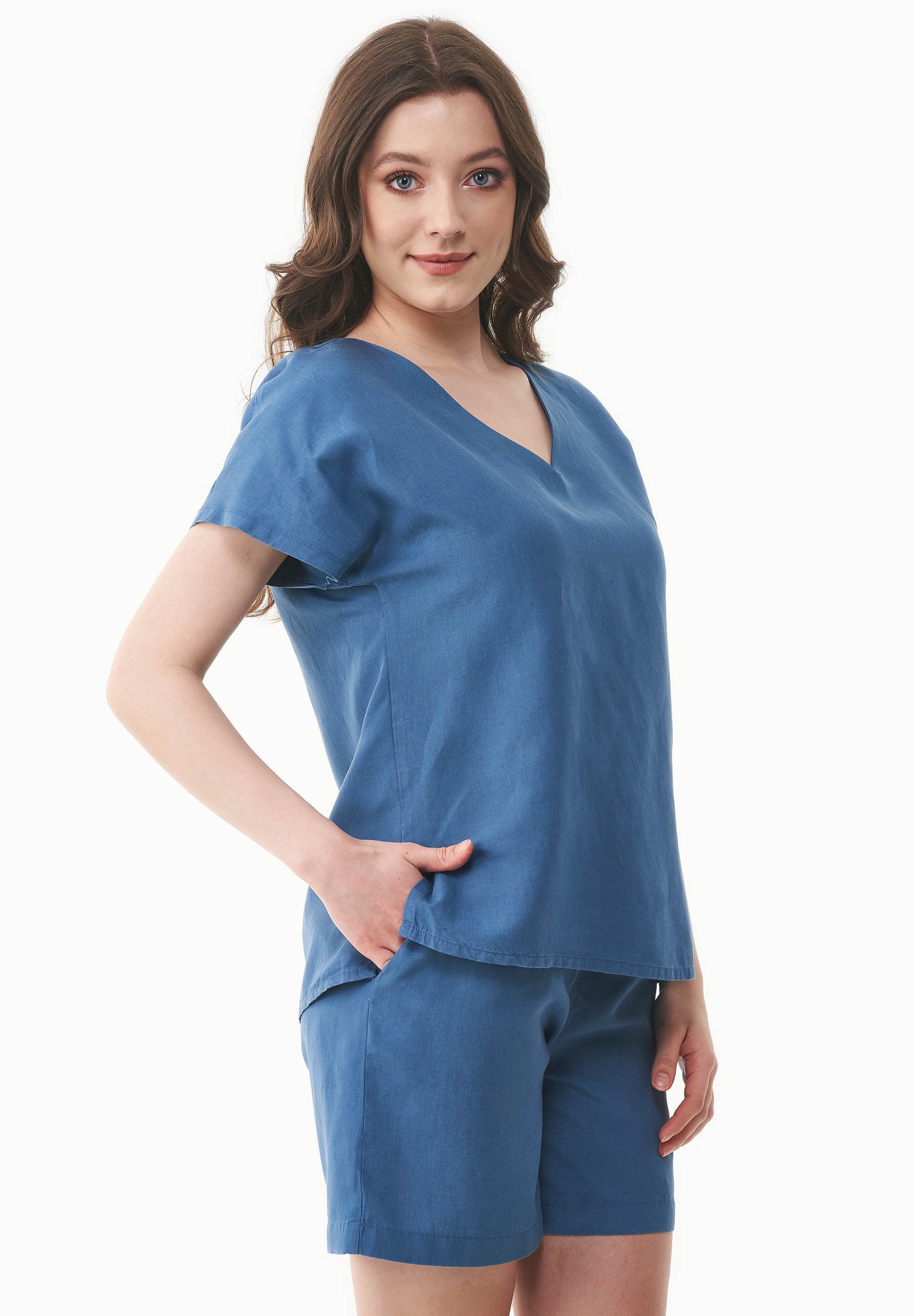 Bluse aus TENCEL™ Lyocell und Leinen