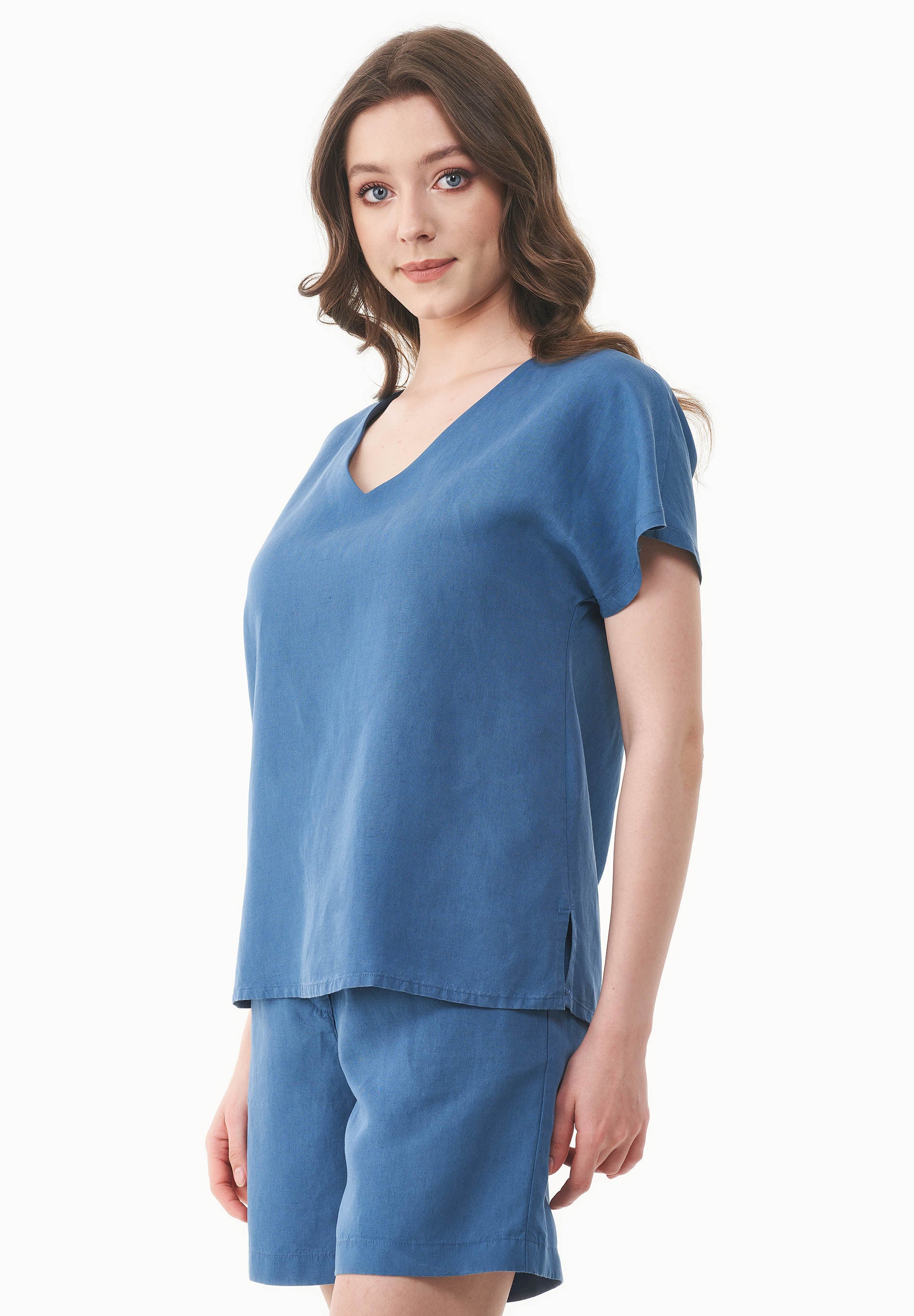 Bluse aus TENCEL™ Lyocell und Leinen