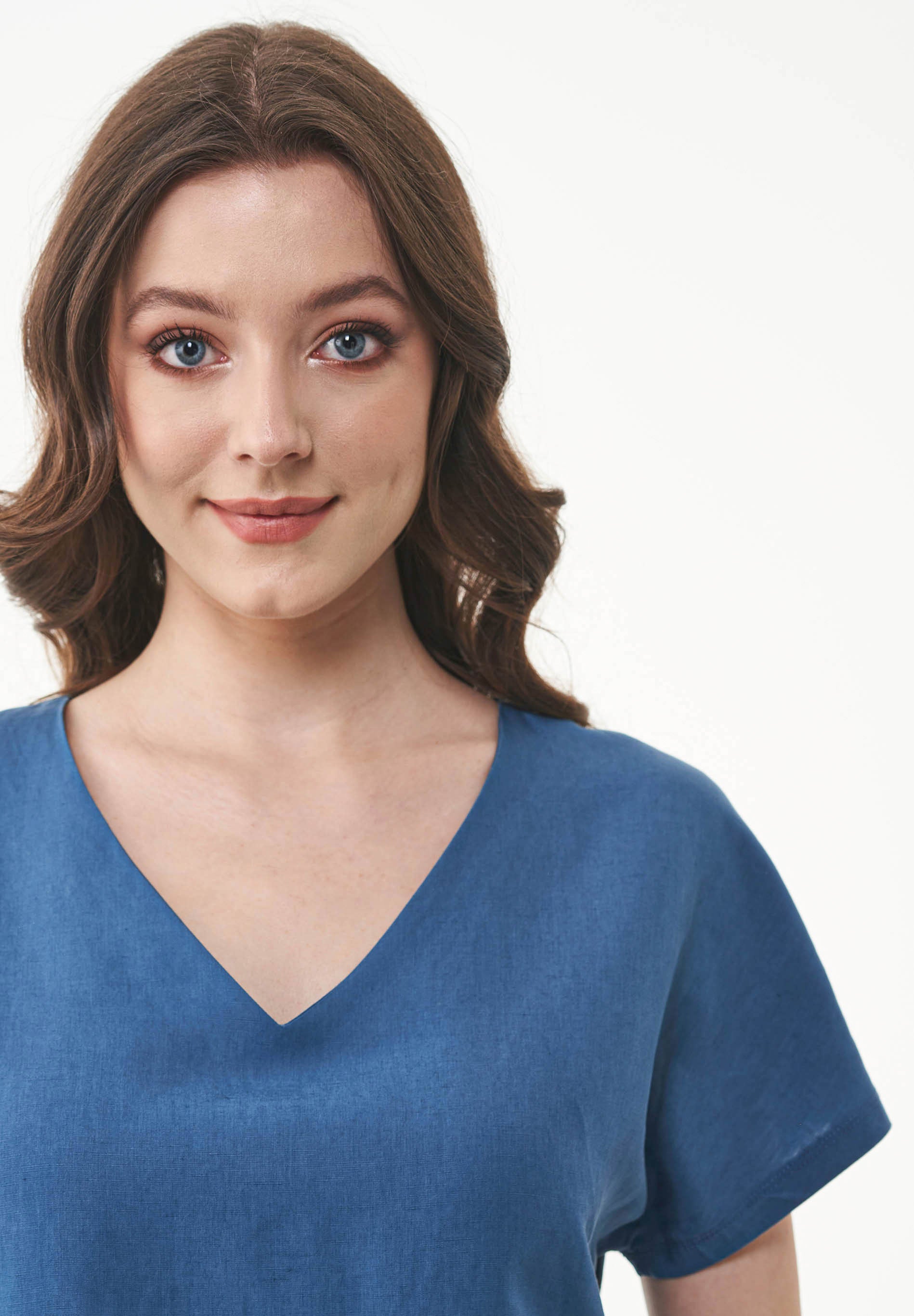 Bluse aus TENCEL™ Lyocell und Leinen