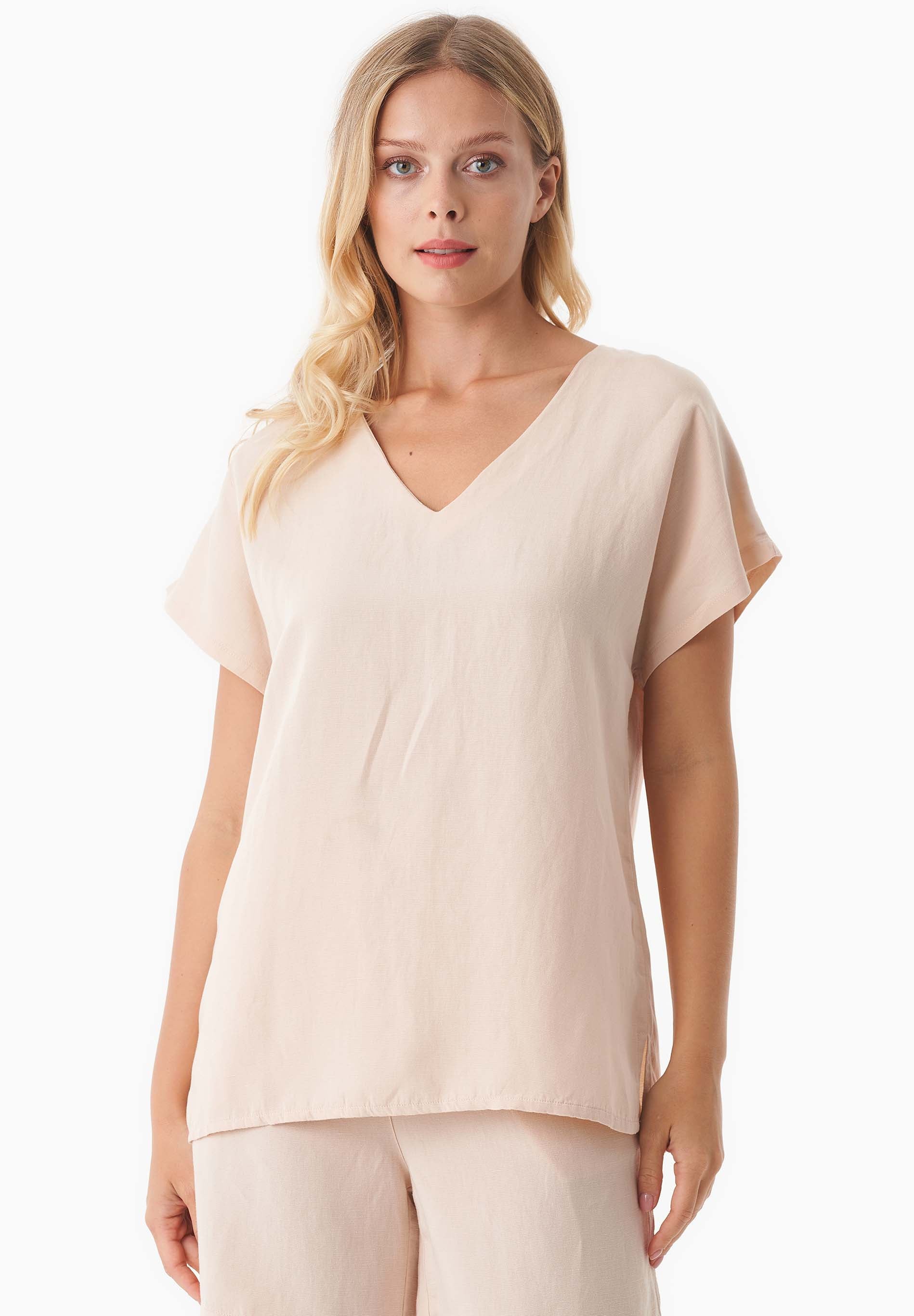 Bluse aus TENCEL™ Lyocell und Leinen