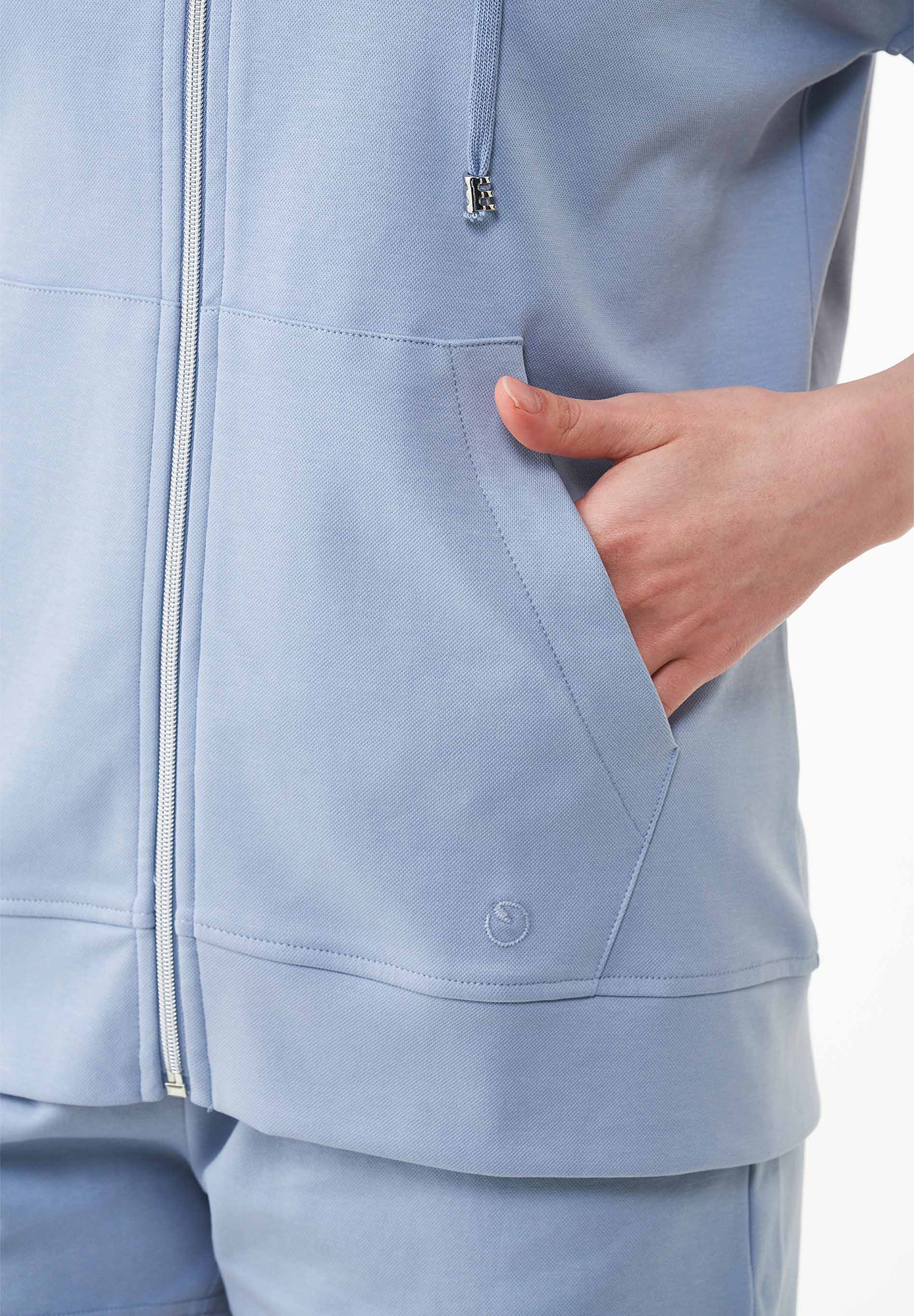 Leichte Full-Zip Kurzarm-Hoodie aus Bio-Baumwolle