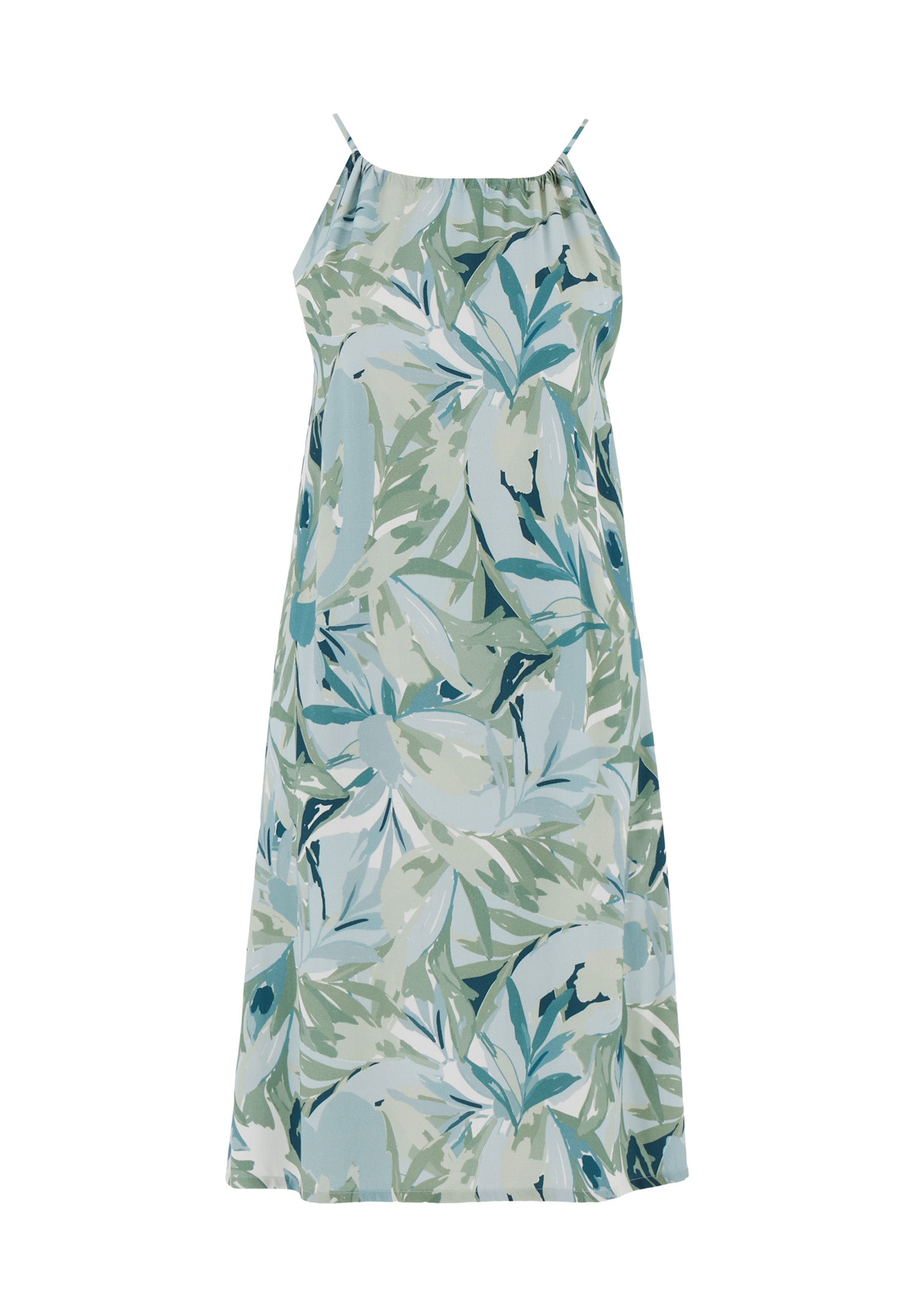 Neckholder-Kleid aus LENZING™ ECOVERO™ mit Blattmuster