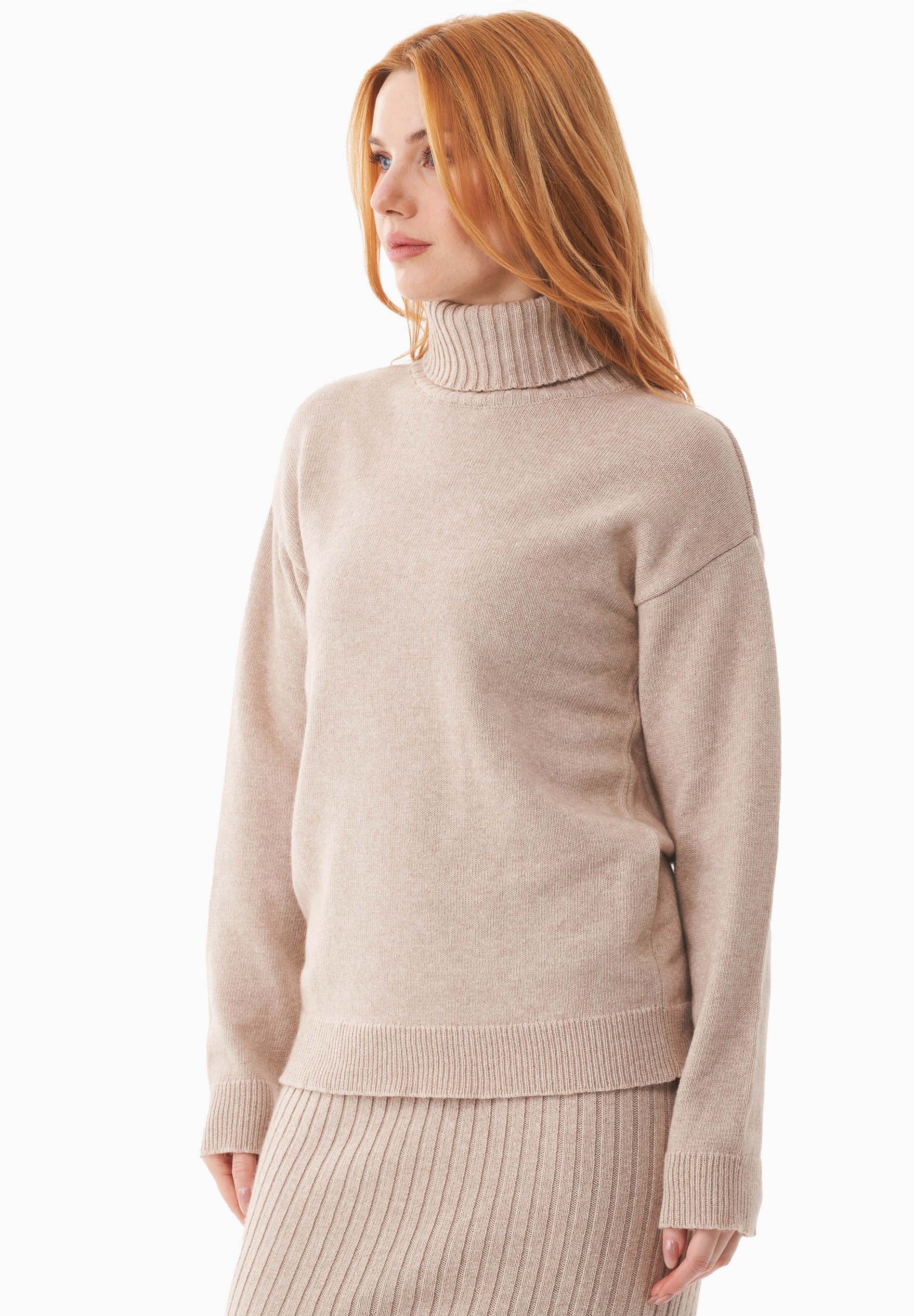 Rollkragenpullover aus Bio-Baumwoll Mix