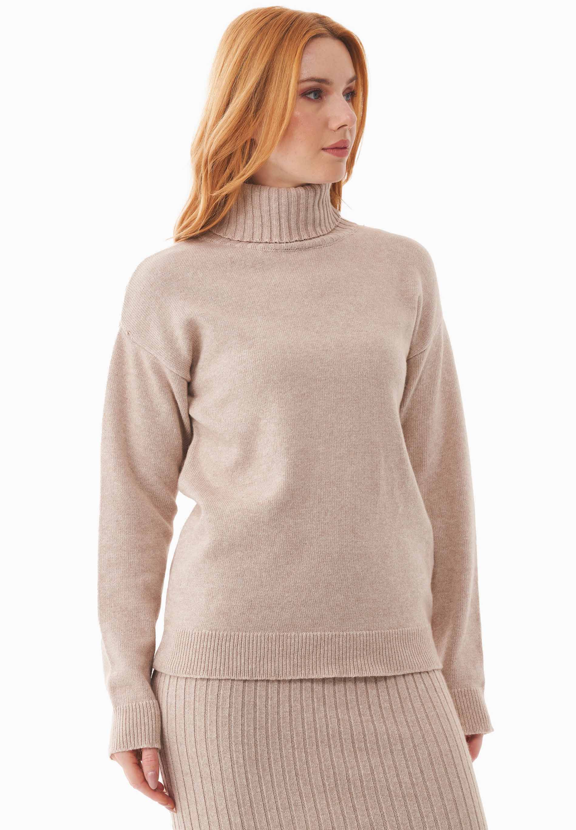 Rollkragenpullover aus Bio-Baumwoll Mix