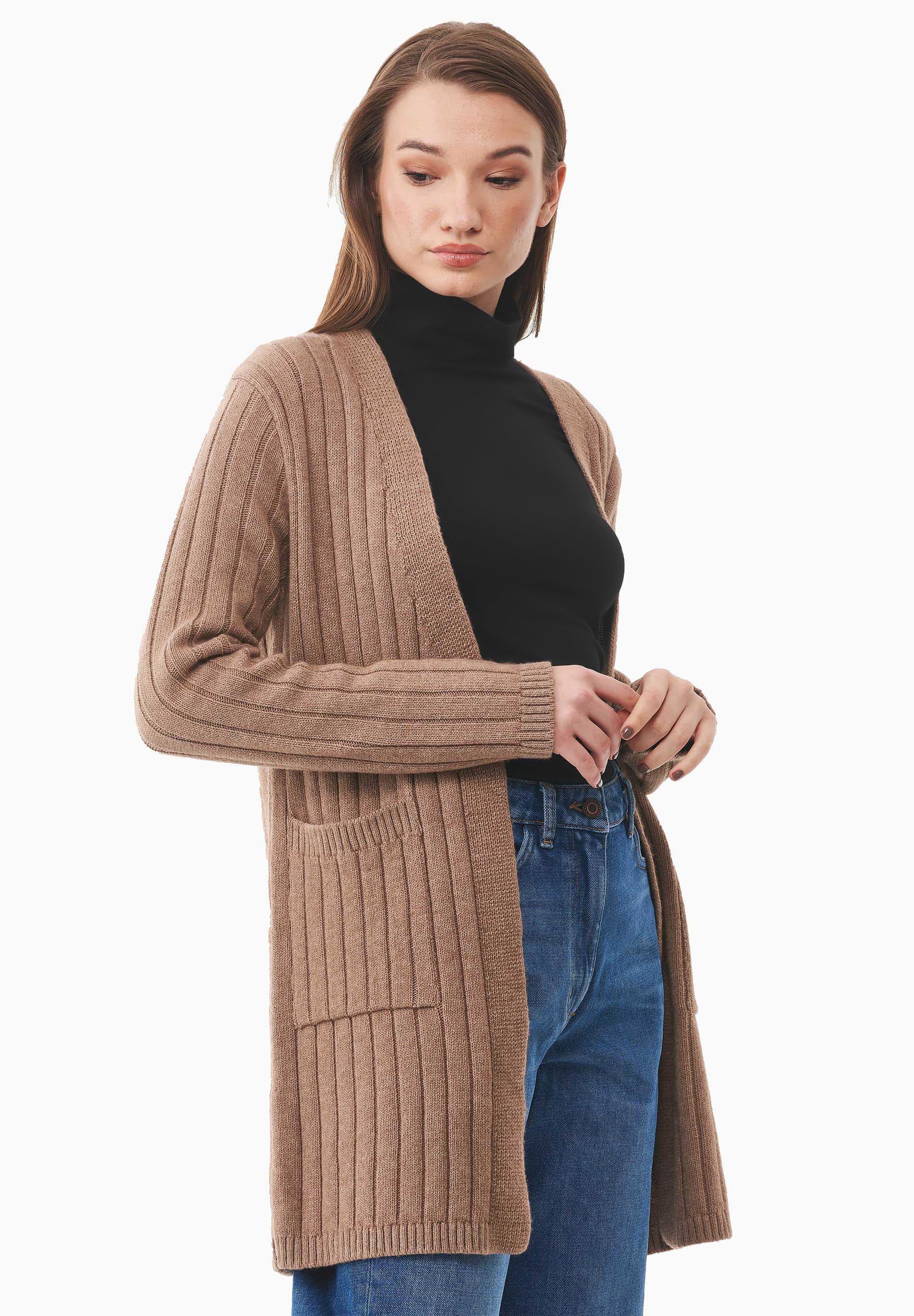Langer Offener Cardigan aus Bio-Baumwolle Mix