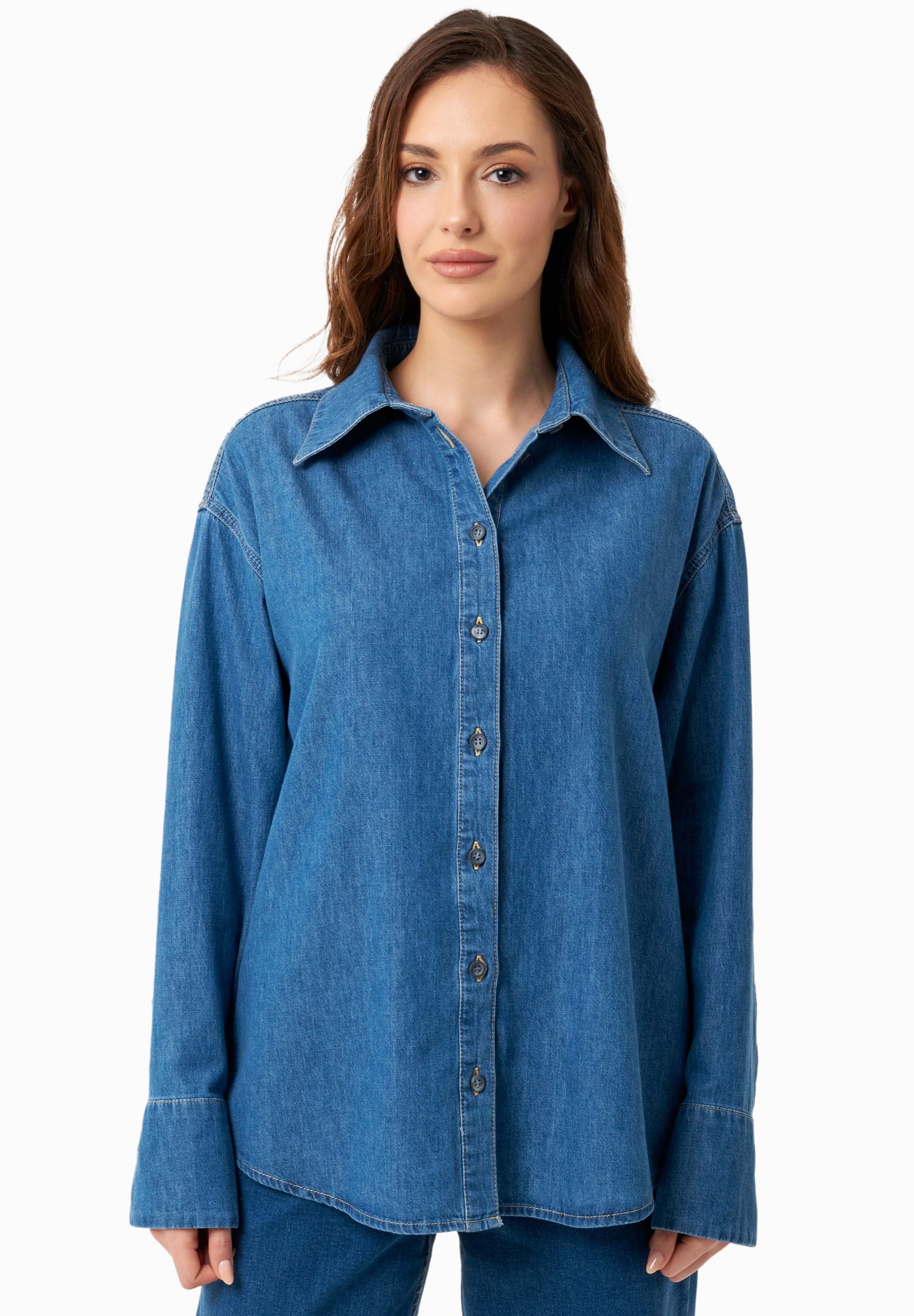 Denim-Bluse aus Bio-Baumwolle