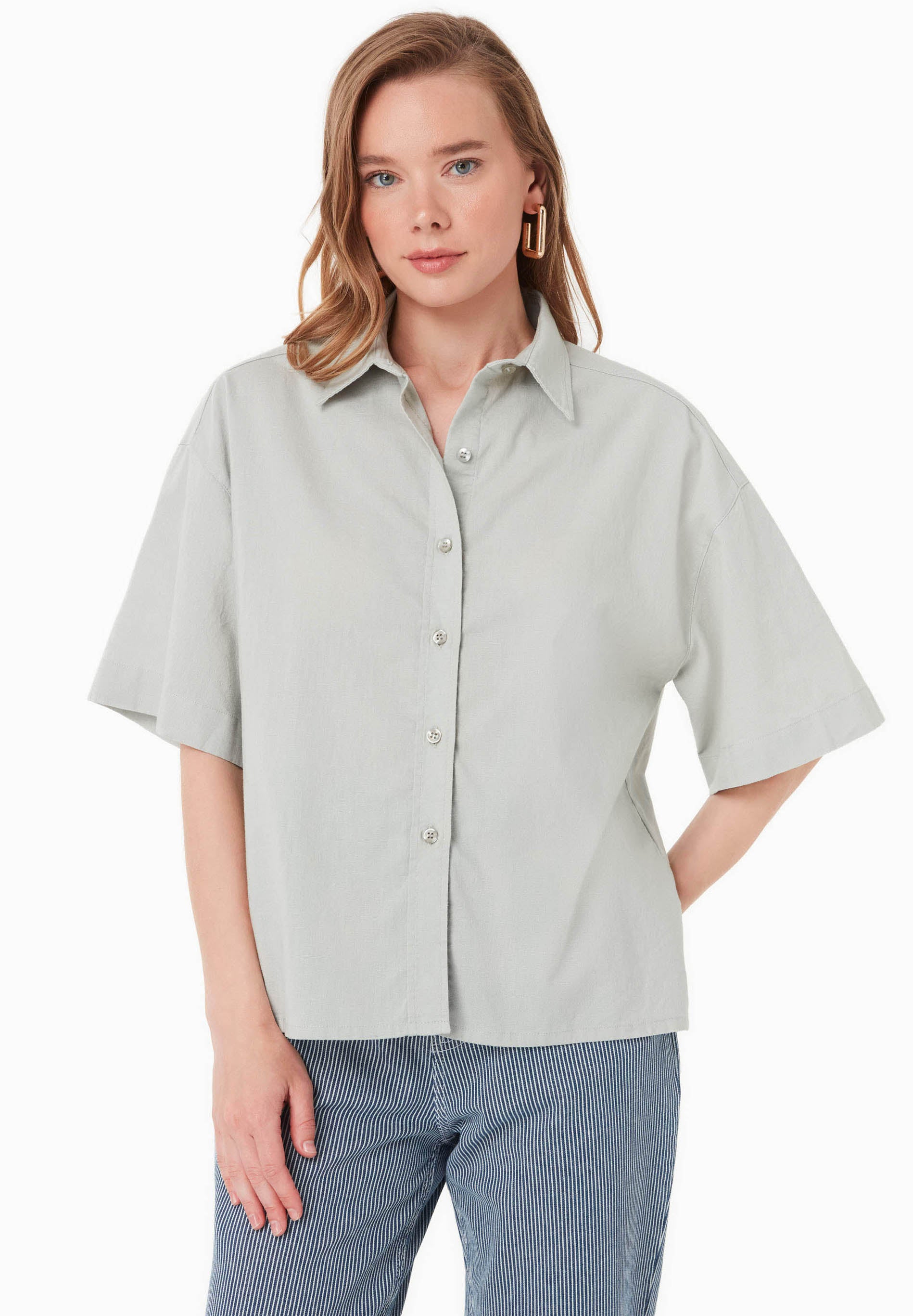 Bluse aus Bio-Baumwolle und Leinen