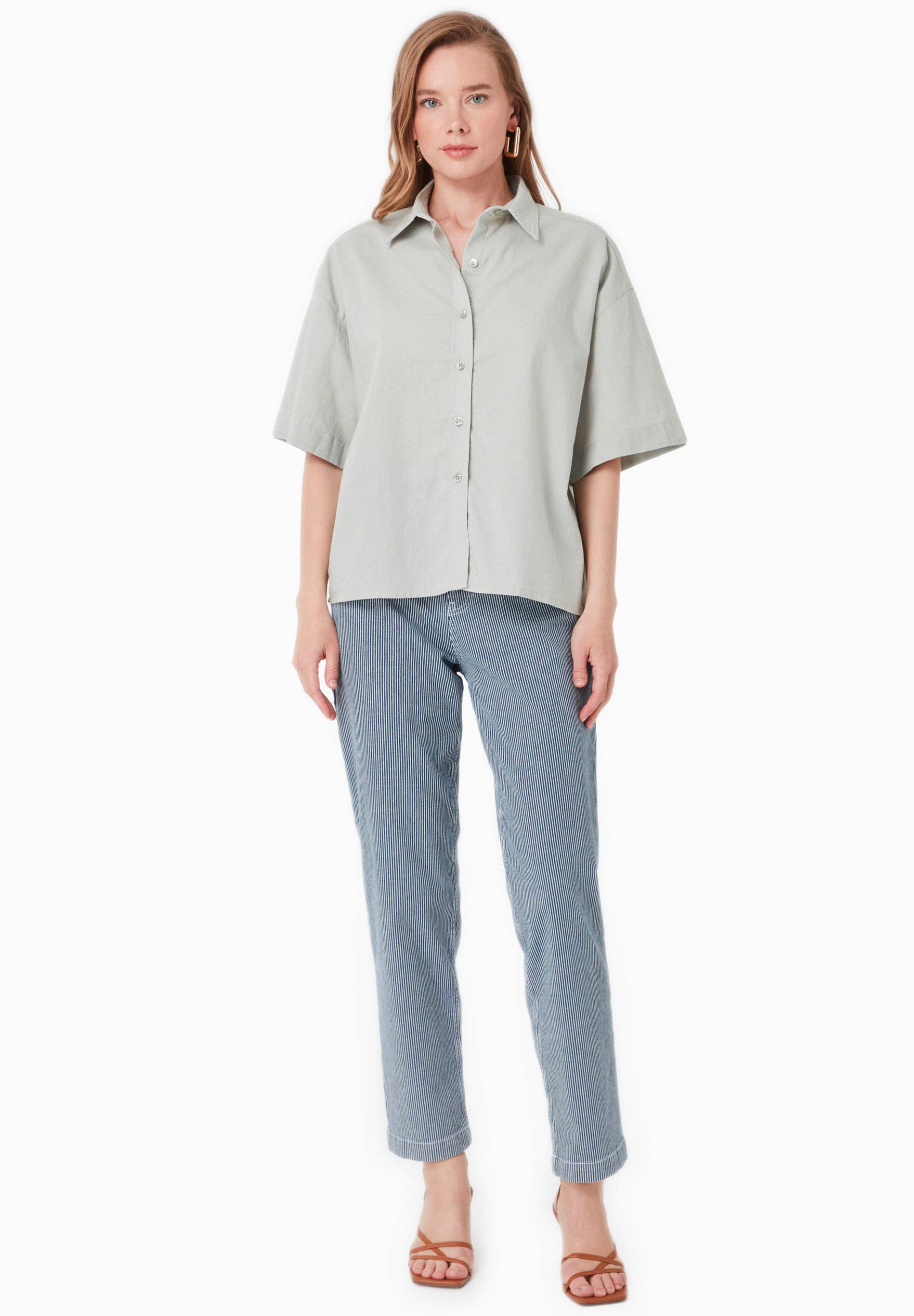 Bluse aus Bio-Baumwolle und Leinen