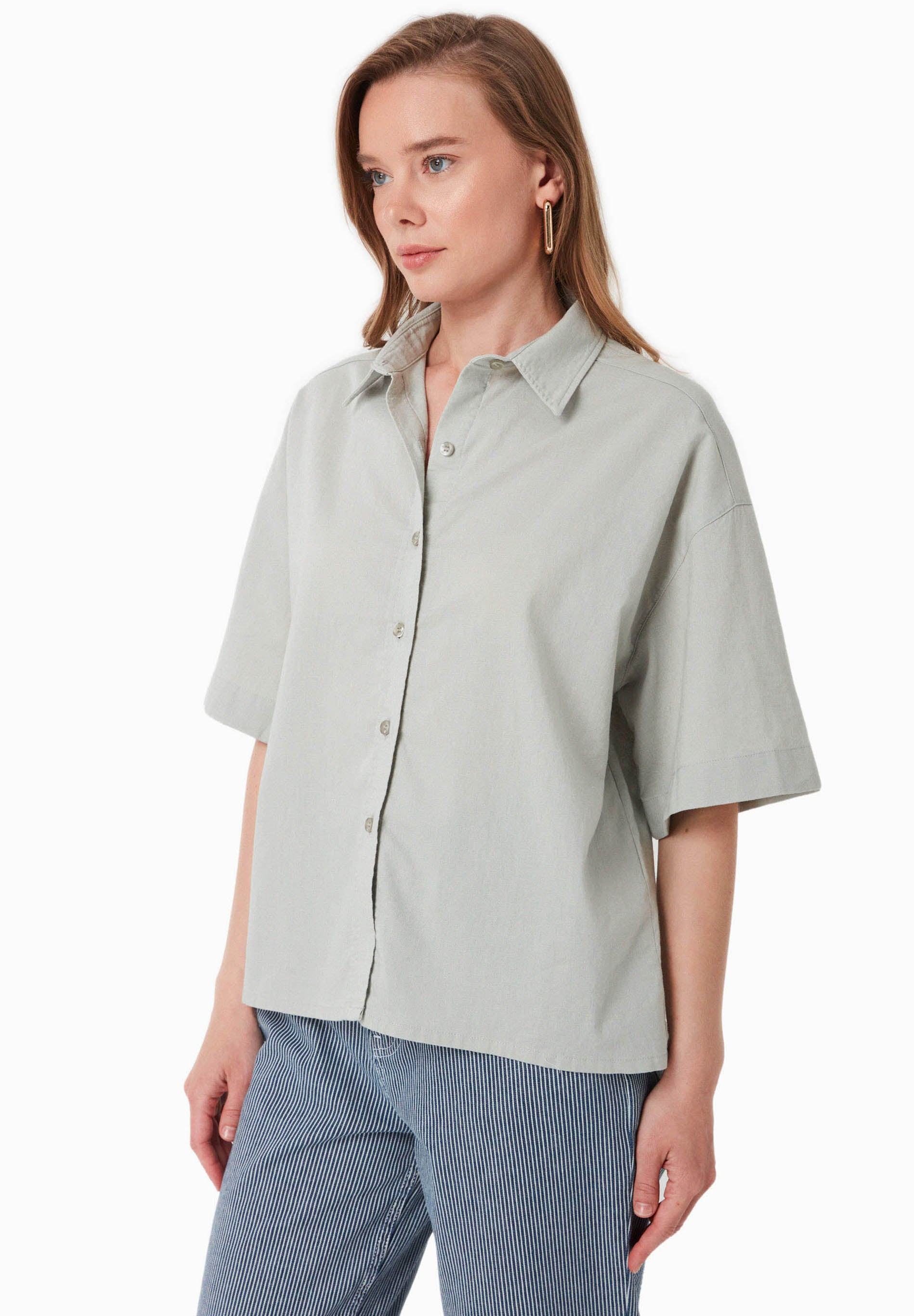Bluse aus Bio-Baumwolle und Leinen