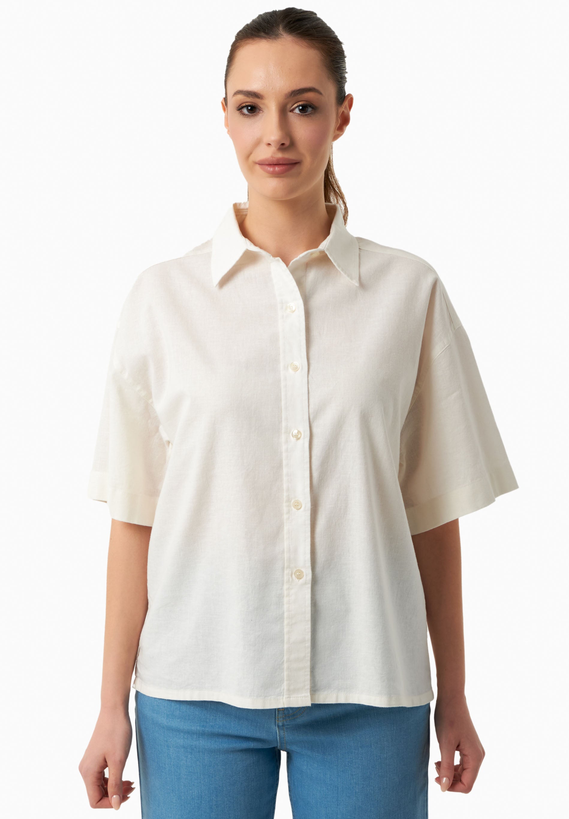 Bluse aus Bio-Baumwolle und Leinen